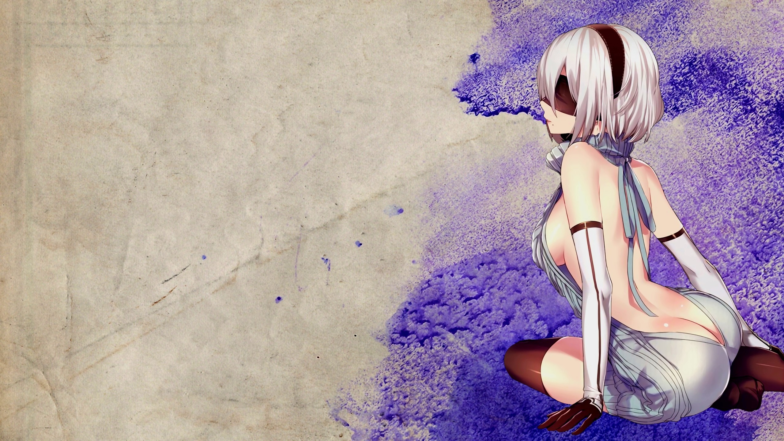 Ragazza anime, Benda sugli occhi, Carta, Viola, 2560x1440, immagine di sfondo
