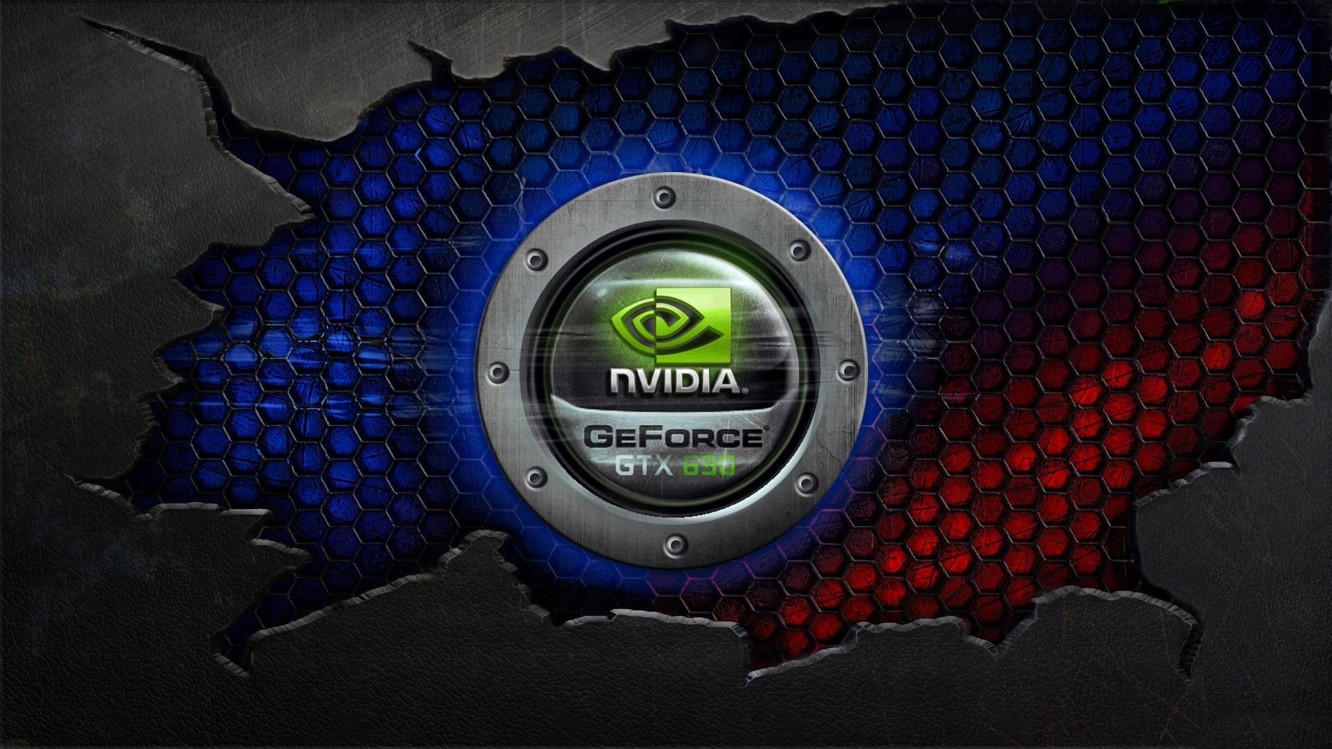 Nvidia, GeForce GTX, Logo, Blu e rosso, Full HD, sfondo per PC