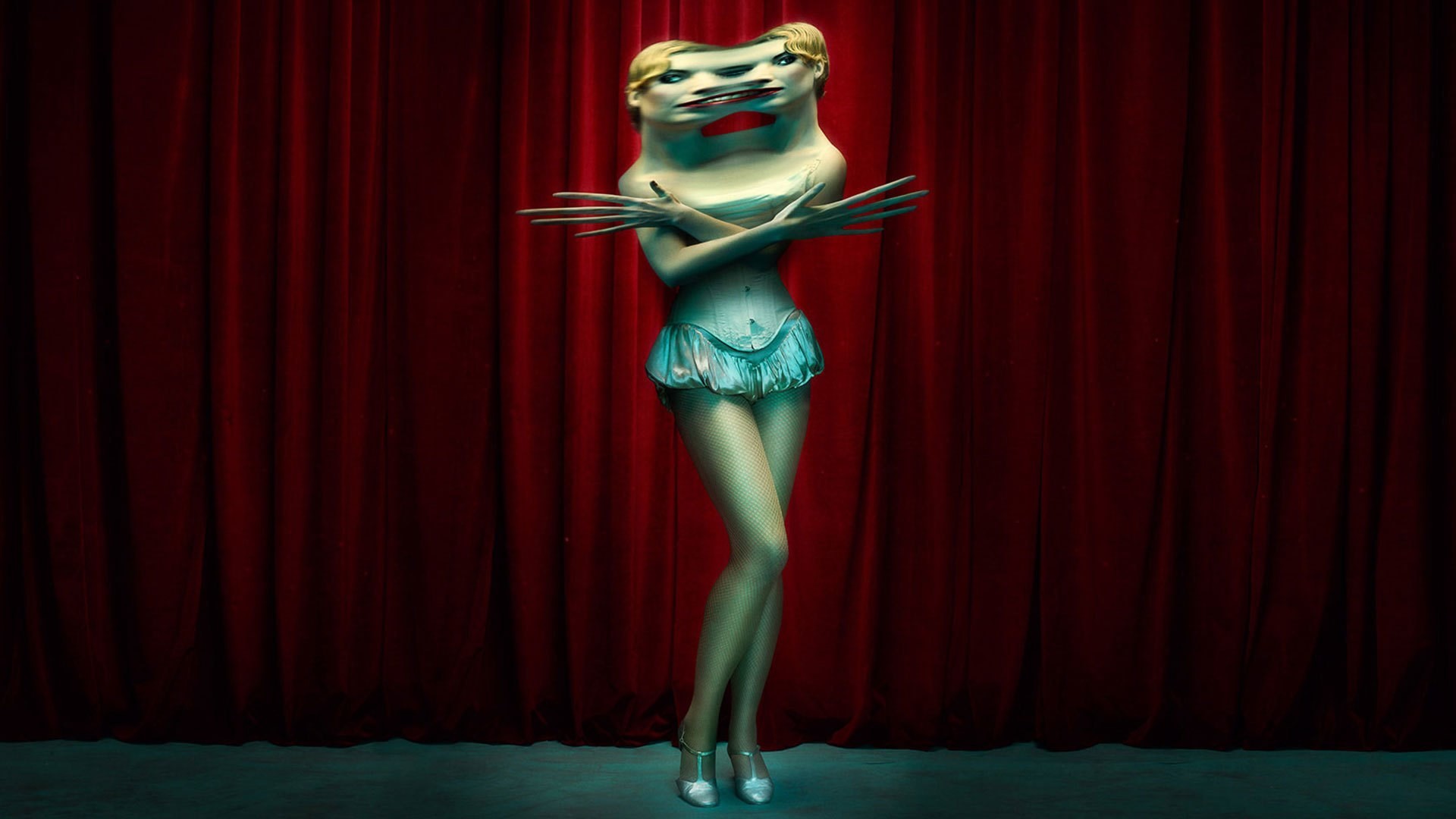 American Horror Story: Freak Show, Ballerina, Sipario rosso, Palcoscenico, sfondo Windows 11