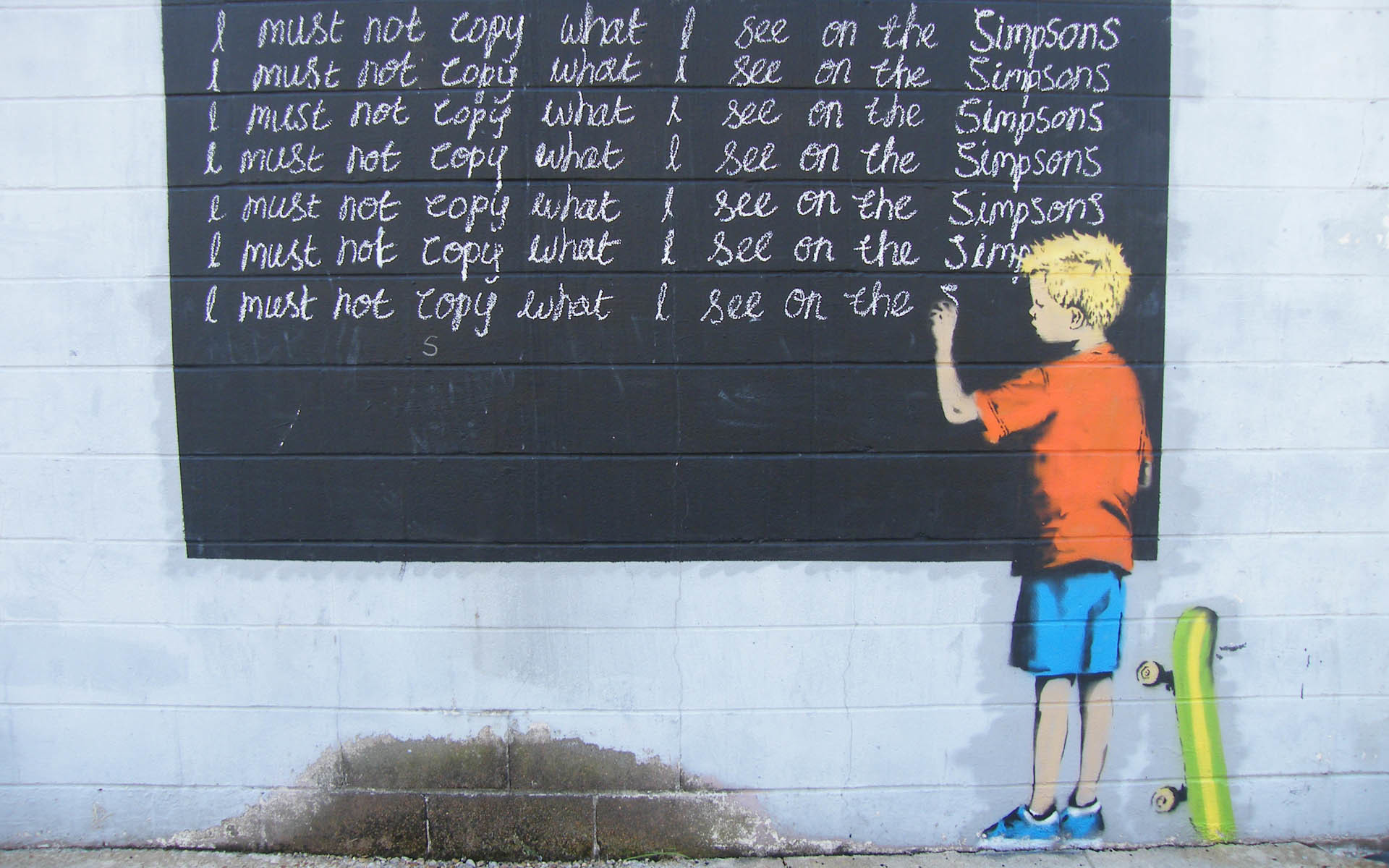 Banksy, I Simpson, Bart Simpson, Lavagna, Murale, 1920x1200, immagine di sfondo
