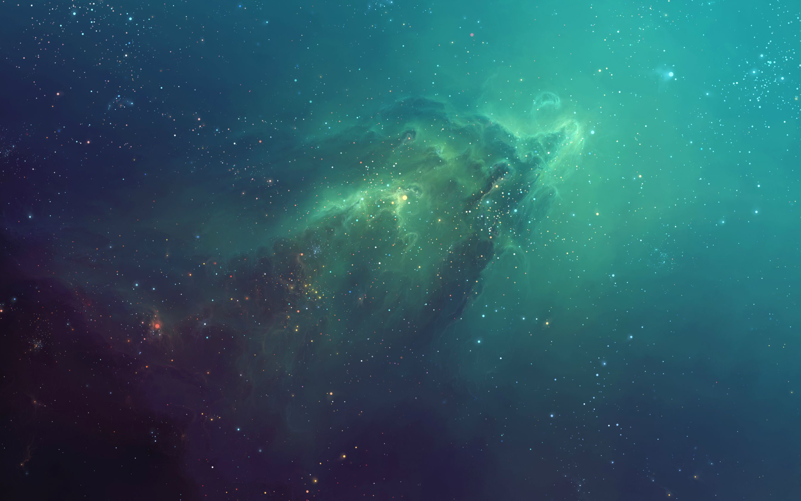 Nebulosa, Turchese, Stelle, Spazio profondo, 2K, sfondo per portatile