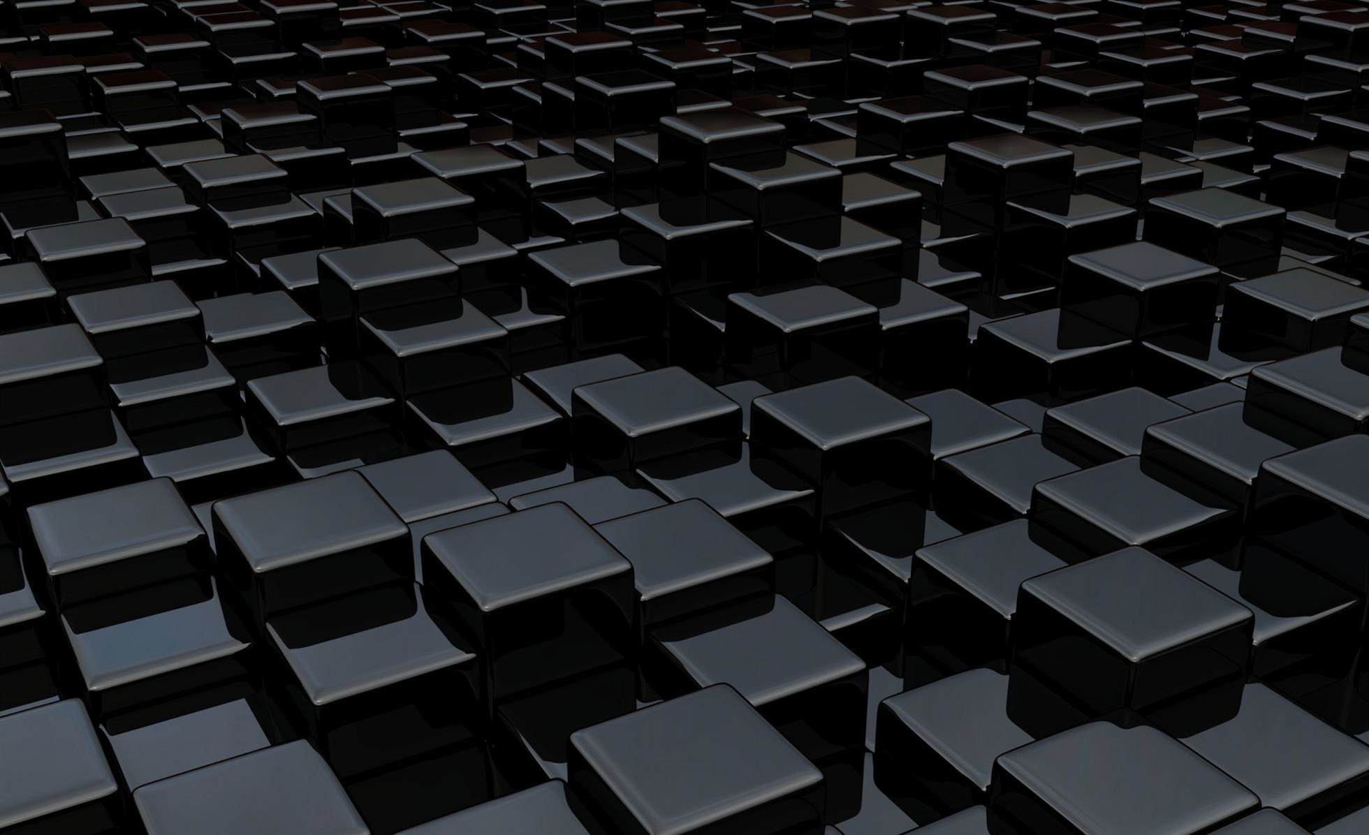 Cubi neri, 3D, Astratto, Full HD, sfondo per PC