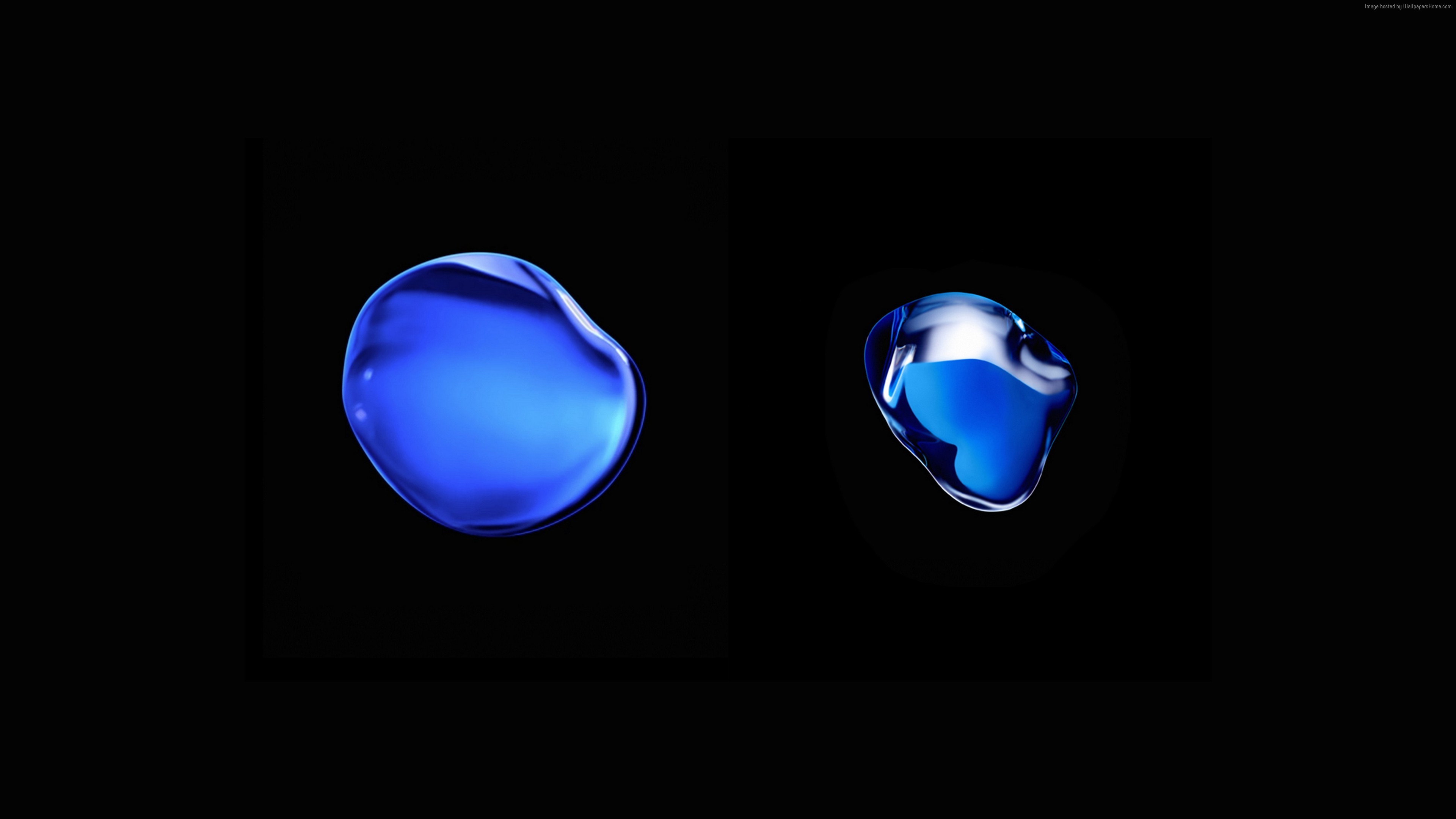 Gocce blu, Bolle di vetro, Sfondo nero, wallpaper iPhone 7 Plus