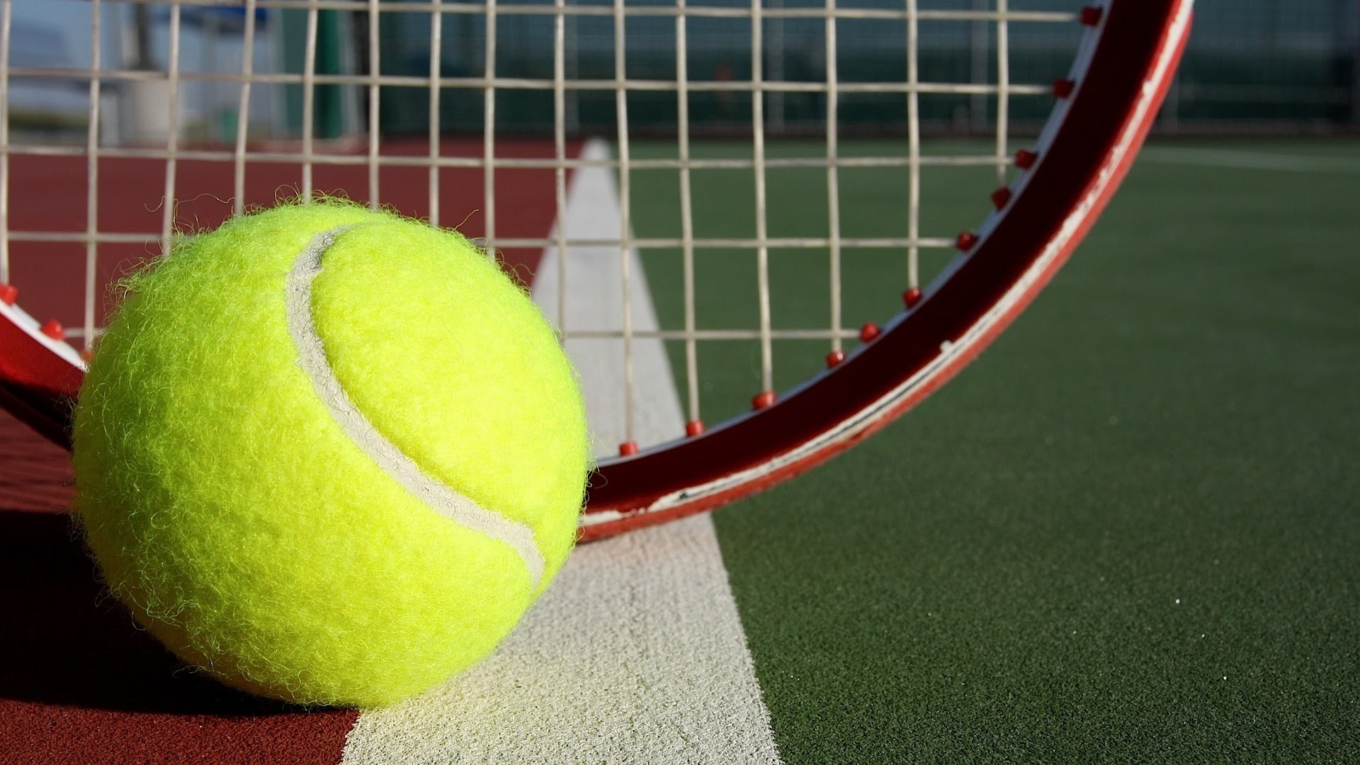 Pallina da tennis, Racchetta, Linea del campo, Full HD, sfondo Windows 11