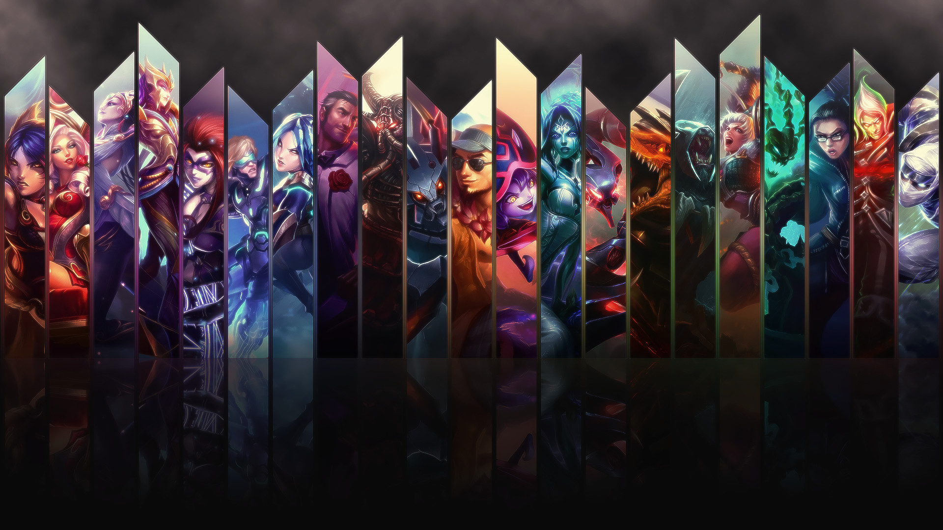 League of Legends, Campioni, Pannelli, Collage, Full HD 1080p, sfondo desktop