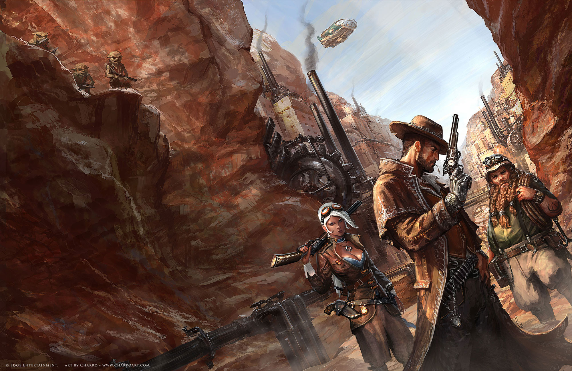 Cowboy, Canyon, Avventurieri, Steampunk, Full HD, sfondo desktop