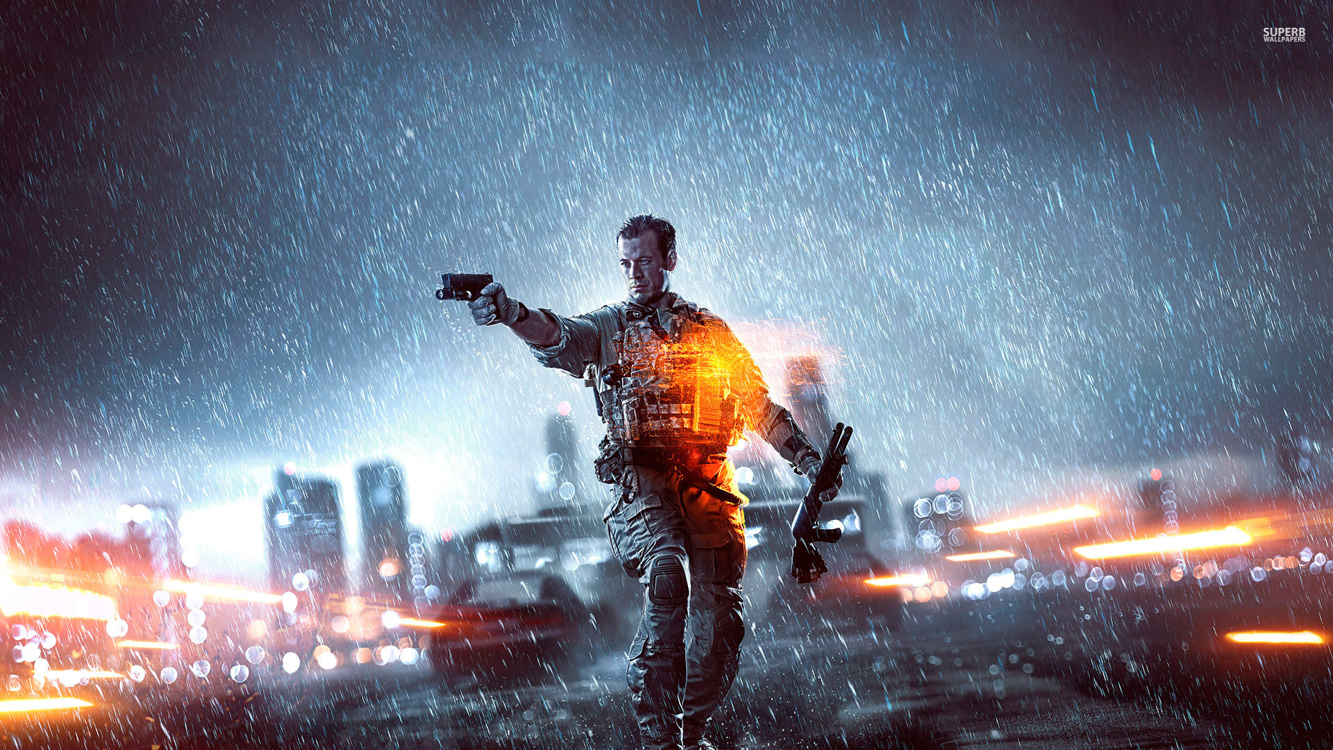 Battlefield 4, Soldato, Pistola, Città, Pioggia, Full HD, sfondo per PC e portatile