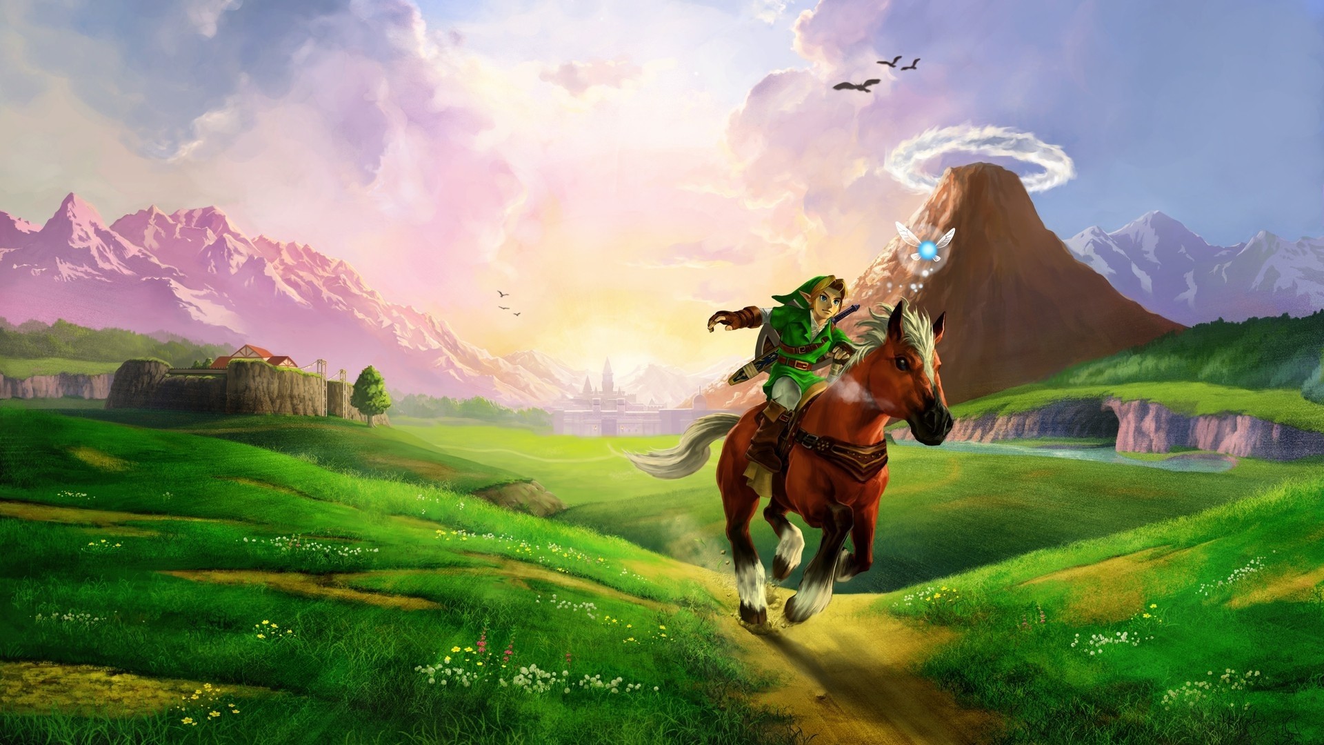 Link, Epona, Ocarina of Time, Hyrule, Monte Morte, Prateria, Full HD, sfondo per PC e portatile