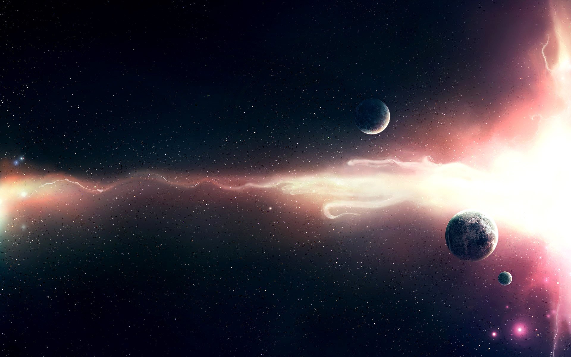 Spazio, Pianeti, Lune, Nebulosa rosa, 16:10 Full HD, wallpaper widescreen