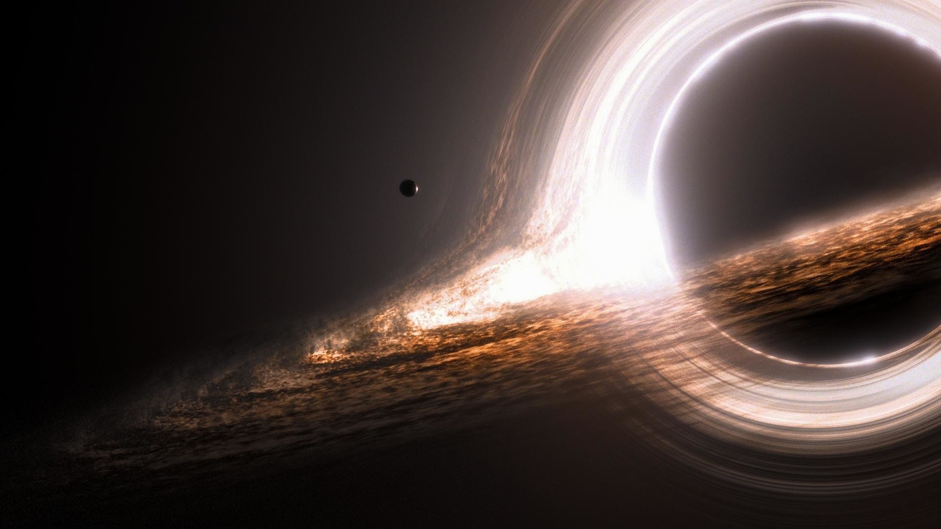 Gargantua, Interstellar, Buco nero, Disco di accrescimento, Pianeta, sfondo desktop 1920x1080