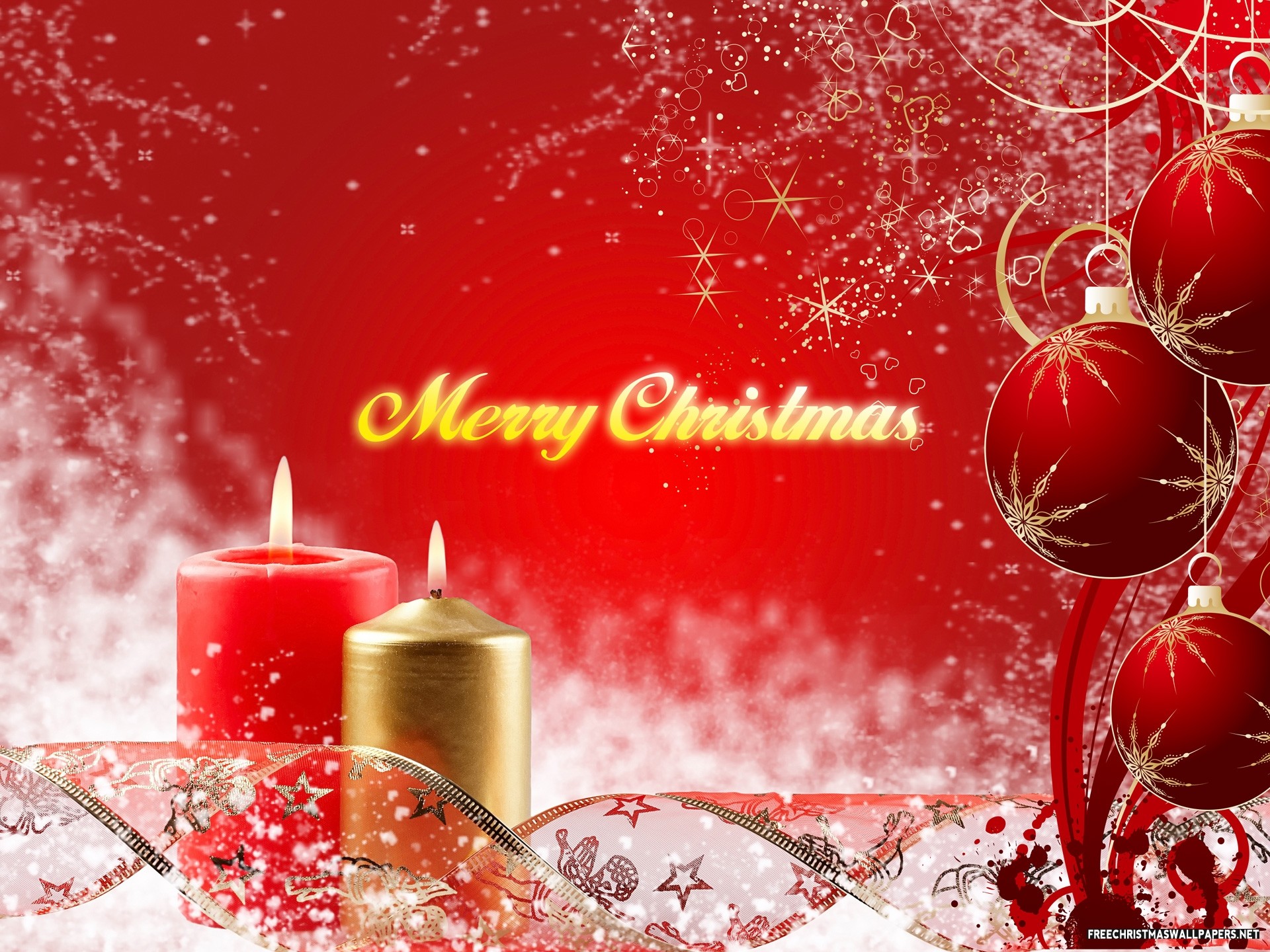 Merry Christmas, Candele, Palline rosse, Fiocchi di neve, Full HD, schermata di blocco iPad
