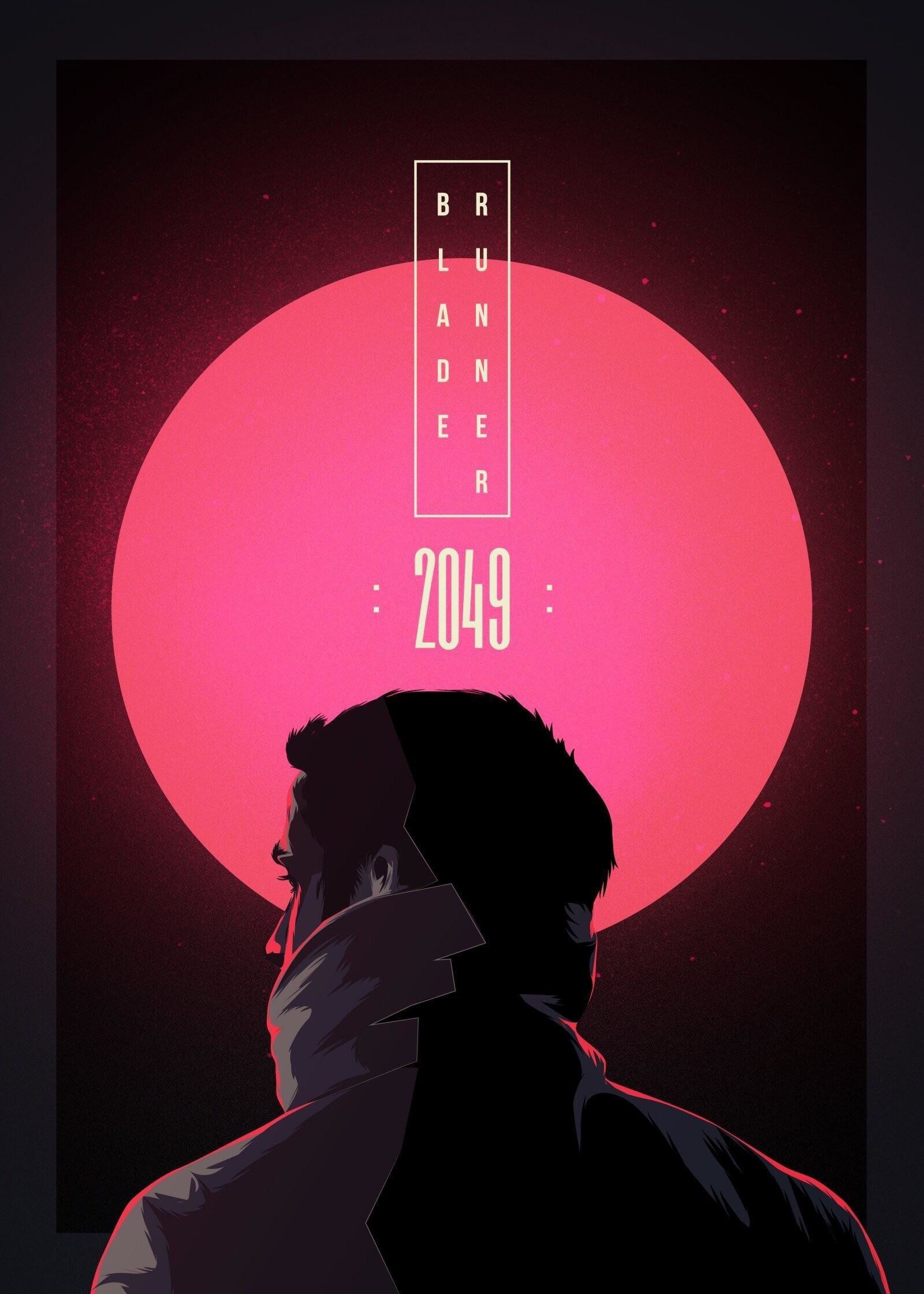 Blade Runner 2049, Agente K, Ryan Gosling, Poster minimalista, Sole rosa, sfondo per iPad