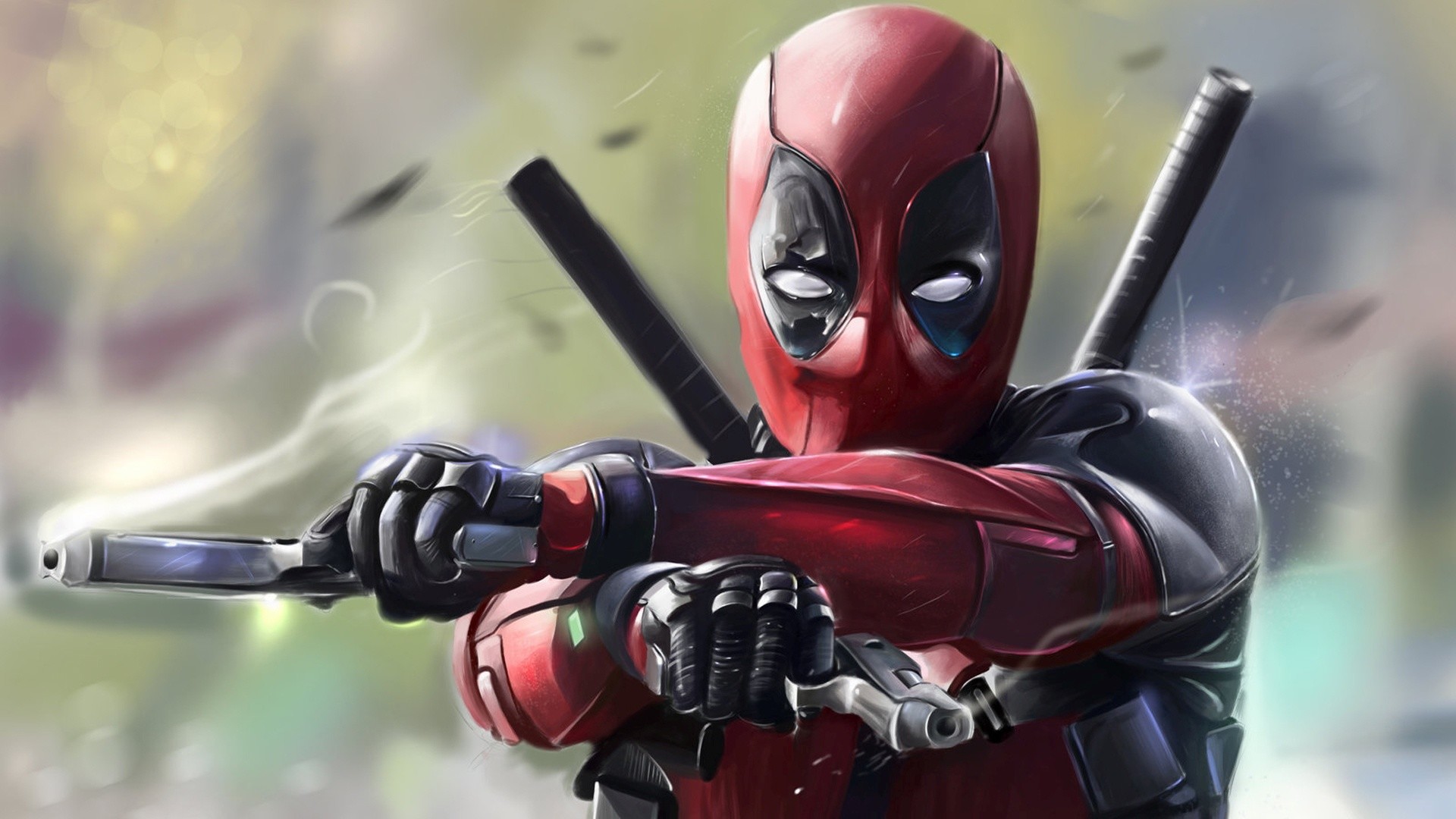 Deadpool, Pistole, Arte digitale, Katane, Full HD 1080p, sfondo desktop