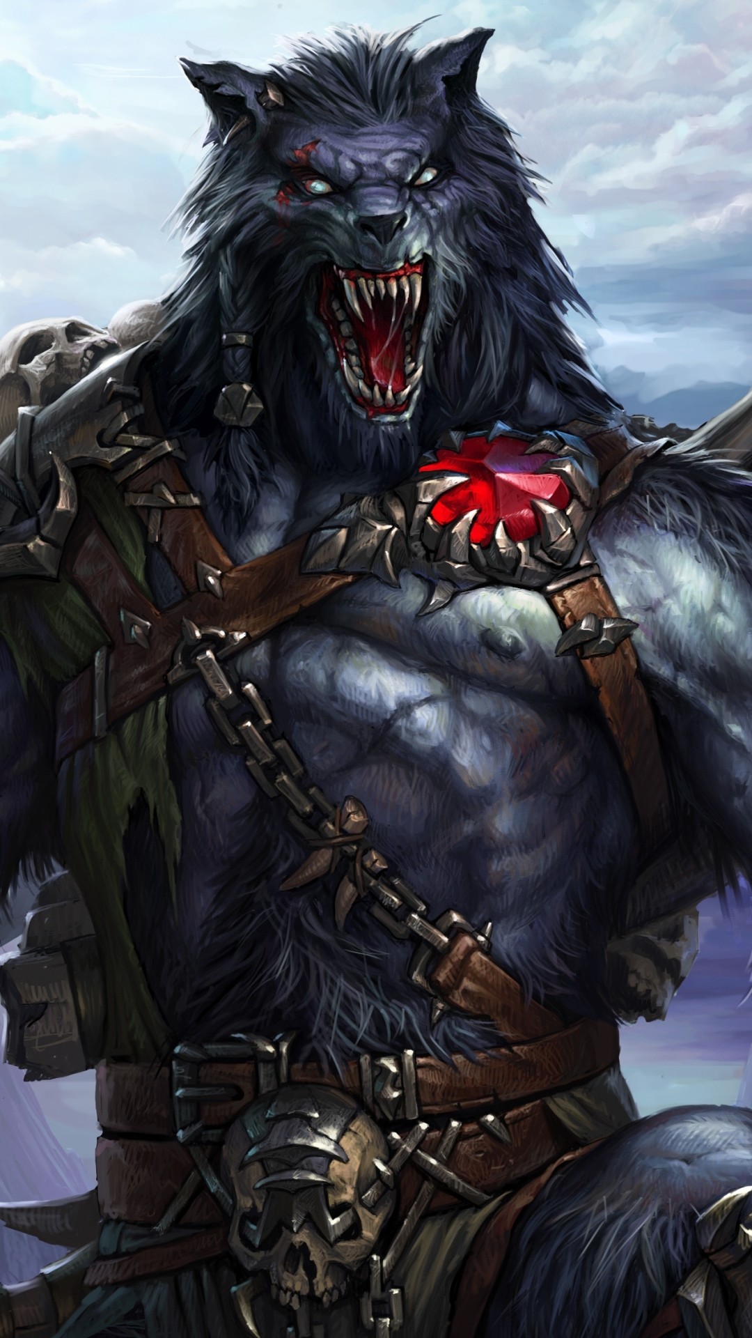 Lupo mannaro, Guerriero, Armatura, Fantasy, Full HD, schermata di blocco del cellulare