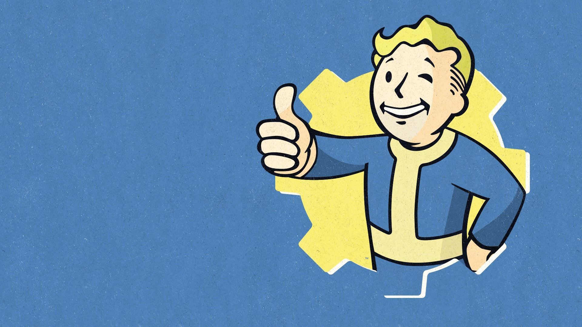 Vault Boy, Fallout 4, Pollice in su, Sfondo blu, Full HD, wallpaper per PC