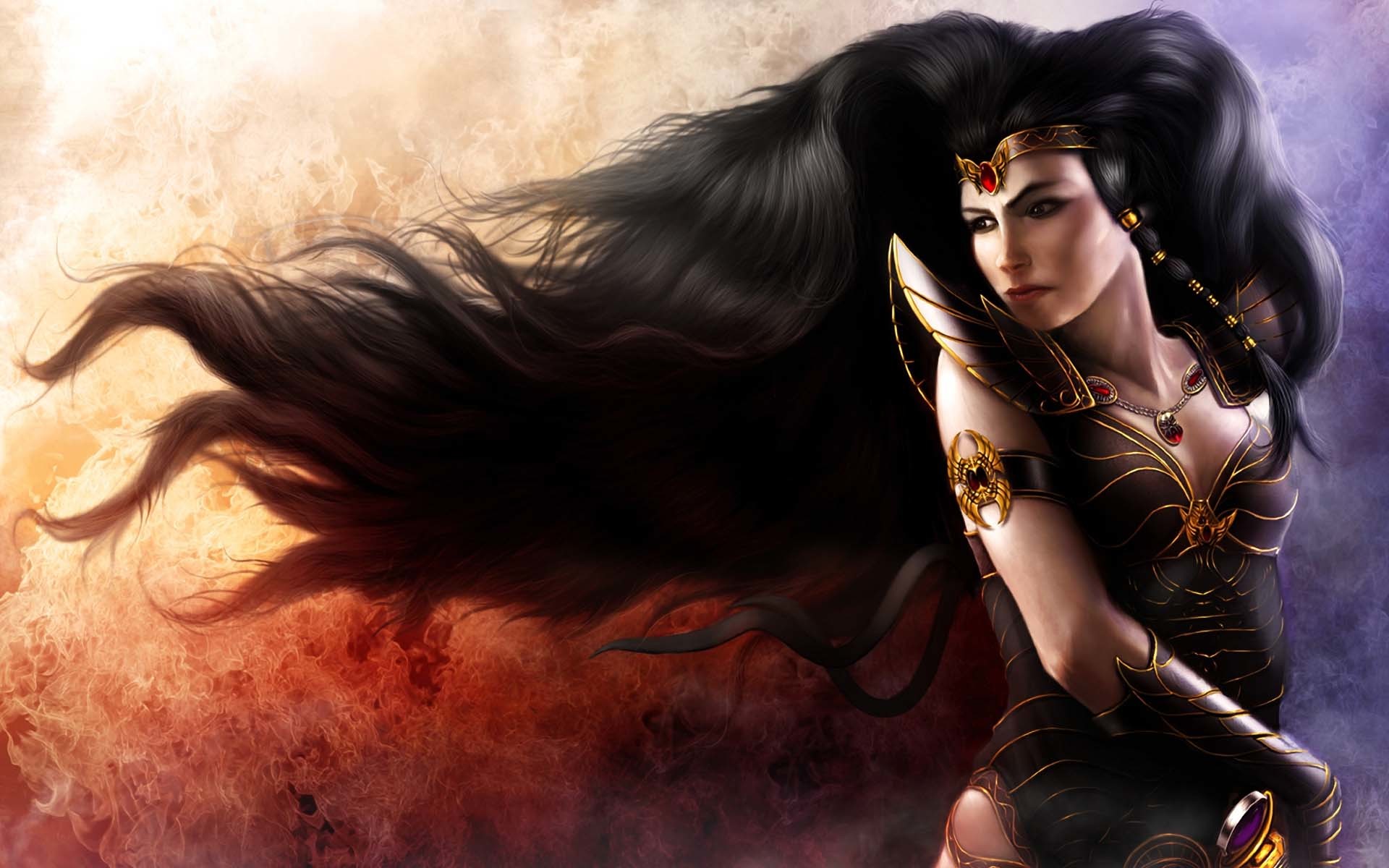 Wonder Woman, Arte digitale, Capelli al vento, Armatura, 1920x1200, sfondo MacBook Pro