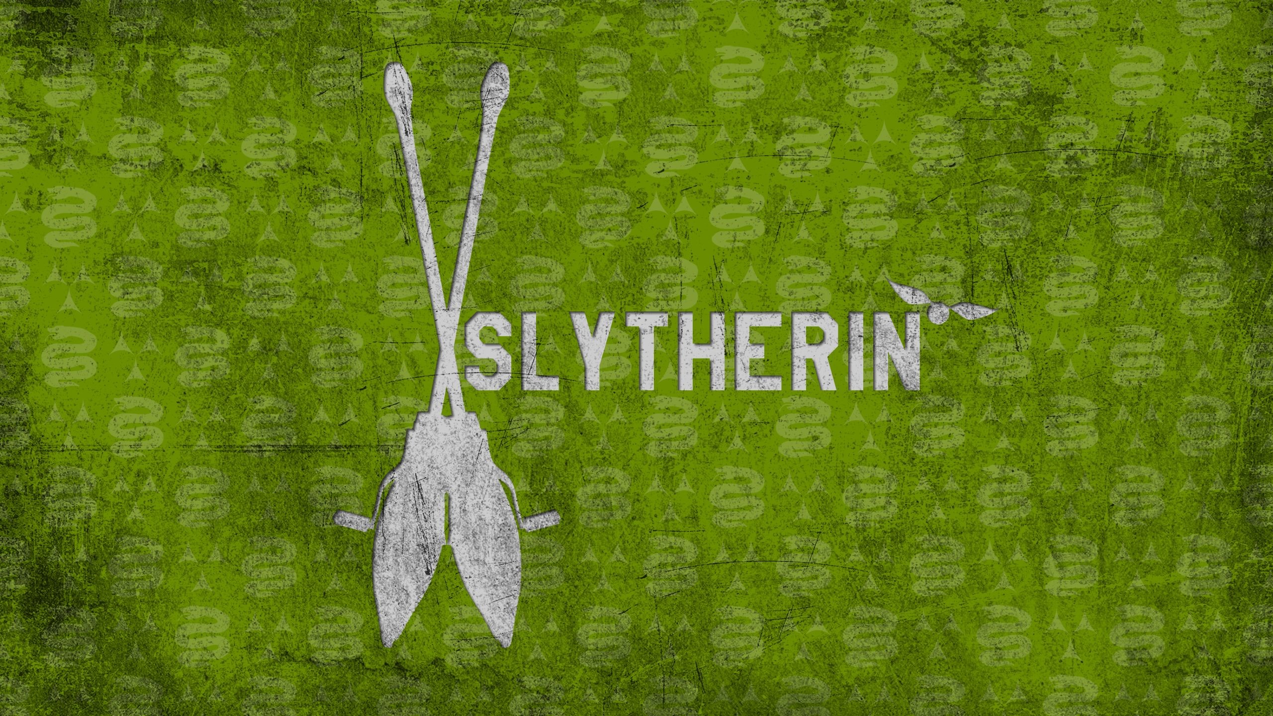 Serpeverde, Quidditch, Harry Potter, Scope incrociate, Texture verde, sfondo desktop 1440p