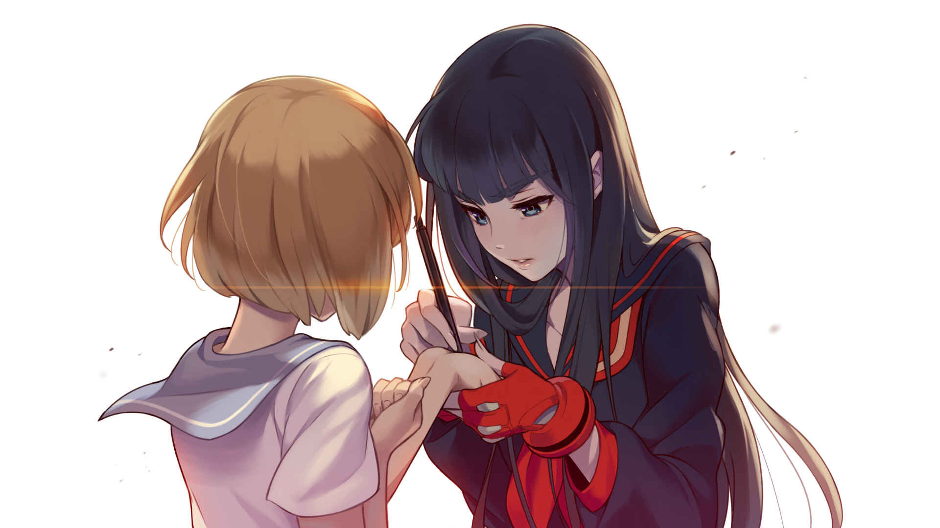 Ryuko Matoi, Mako Mankanshoku, Kill la Kill, Sfondo bianco, 1920x1080, wallpaper desktop