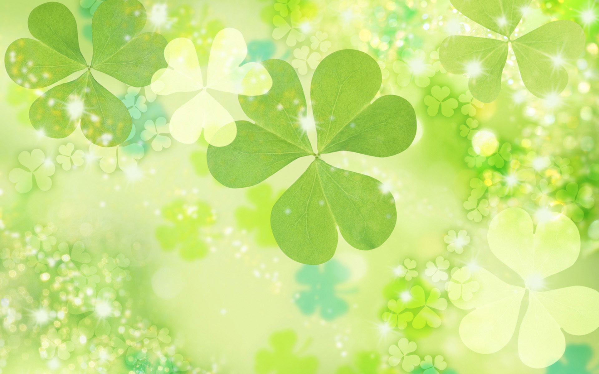 Quadrifogli, Trifogli, Verde chiaro, Illustrazione, Full HD, sfondo Windows 11