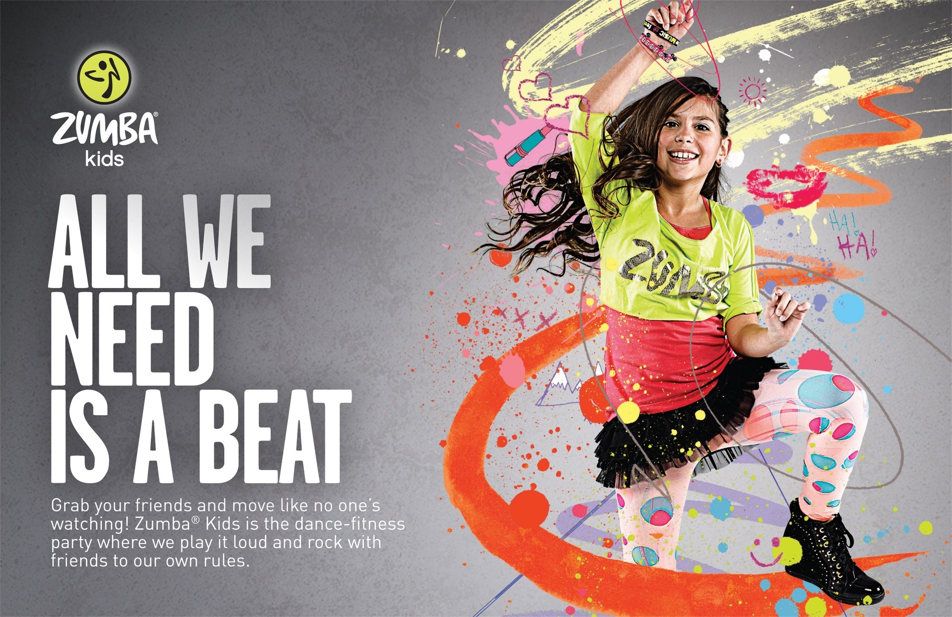 Zumba Kids, All we need is a beat, Bambina, Danza, Full HD, sfondo Windows 11