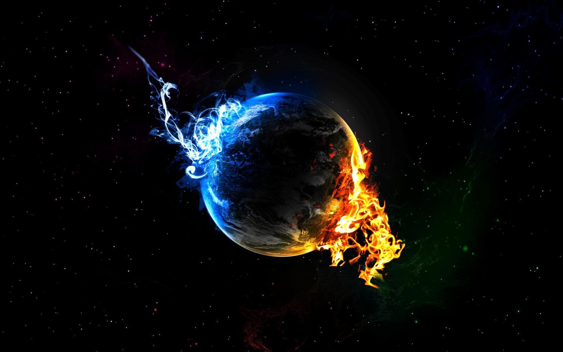 Pianeta, Fuoco e ghiaccio, Spazio, Arte digitale, 1920x1200, sfondo per PC