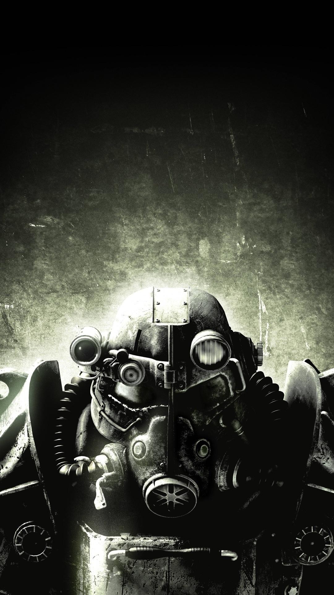 Armatura atomica, Fallout 3, Confraternita d'Acciaio, Bianco e nero, wallpaper per smartphone