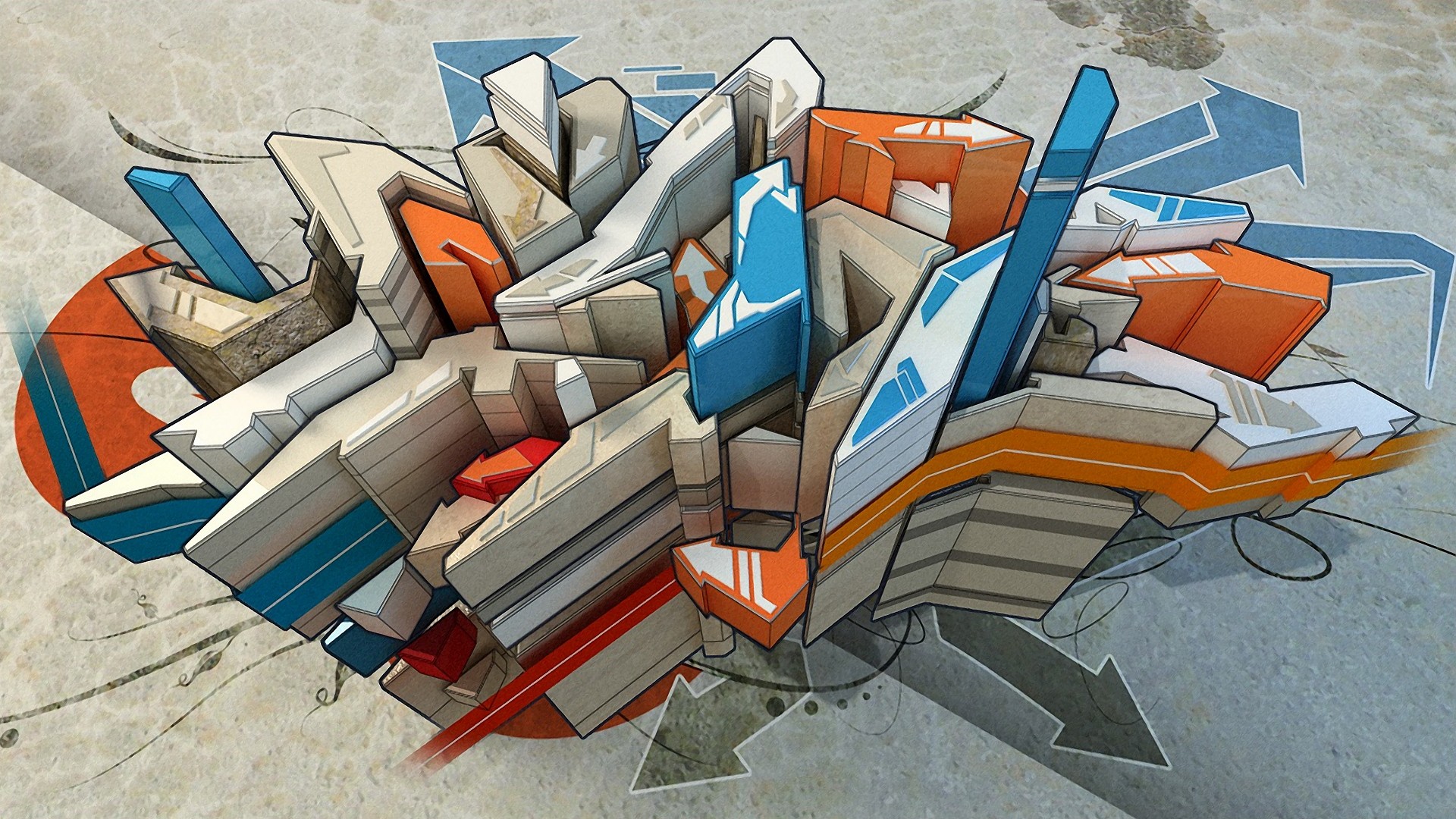 Graffiti 3D, Wildstyle, Lettering, 1920x1080, sfondo per PC