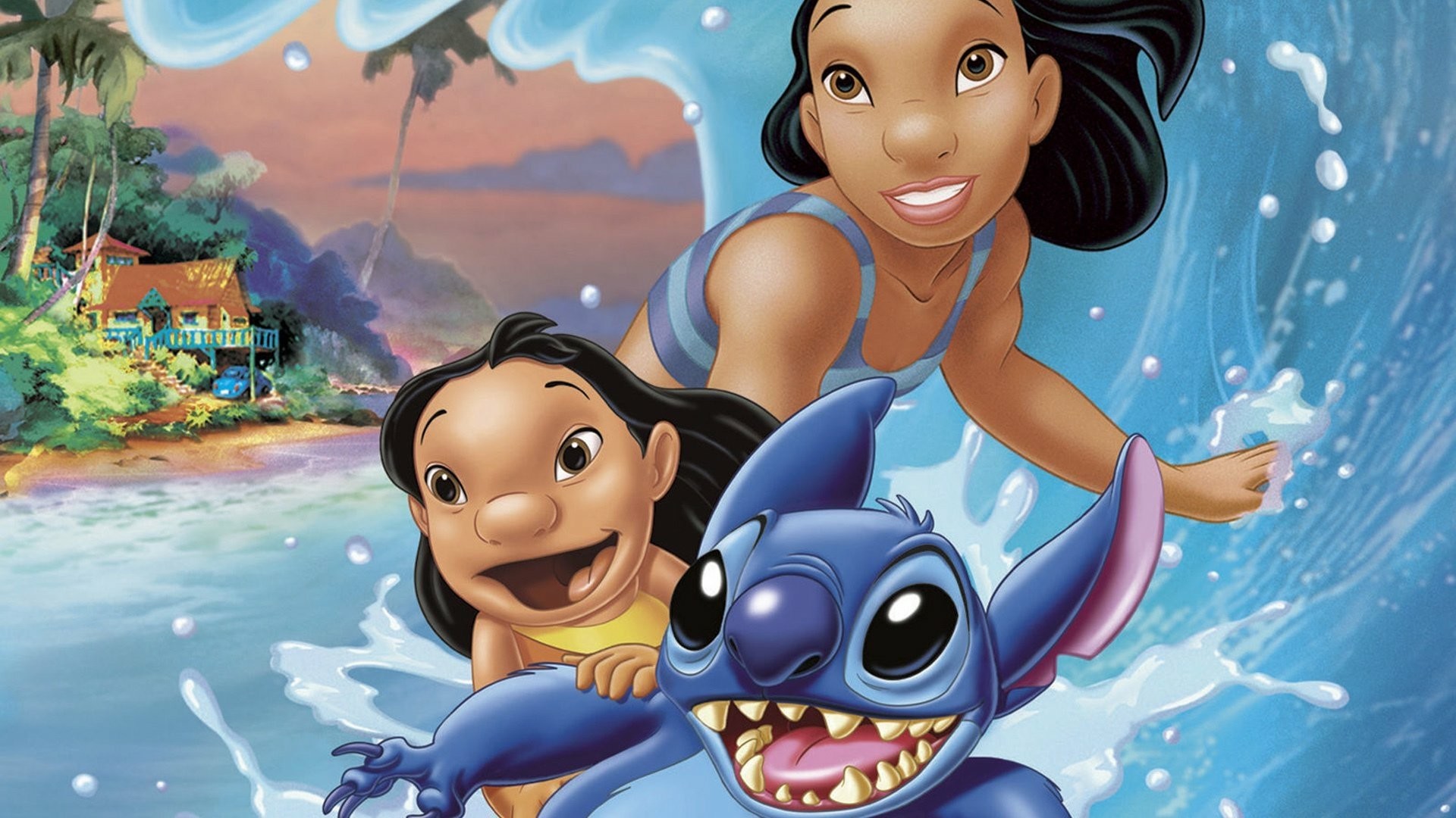 Nani Pelekai, Lilo Pelekai, Stitch, Surf, Onda, Full HD, sfondo desktop