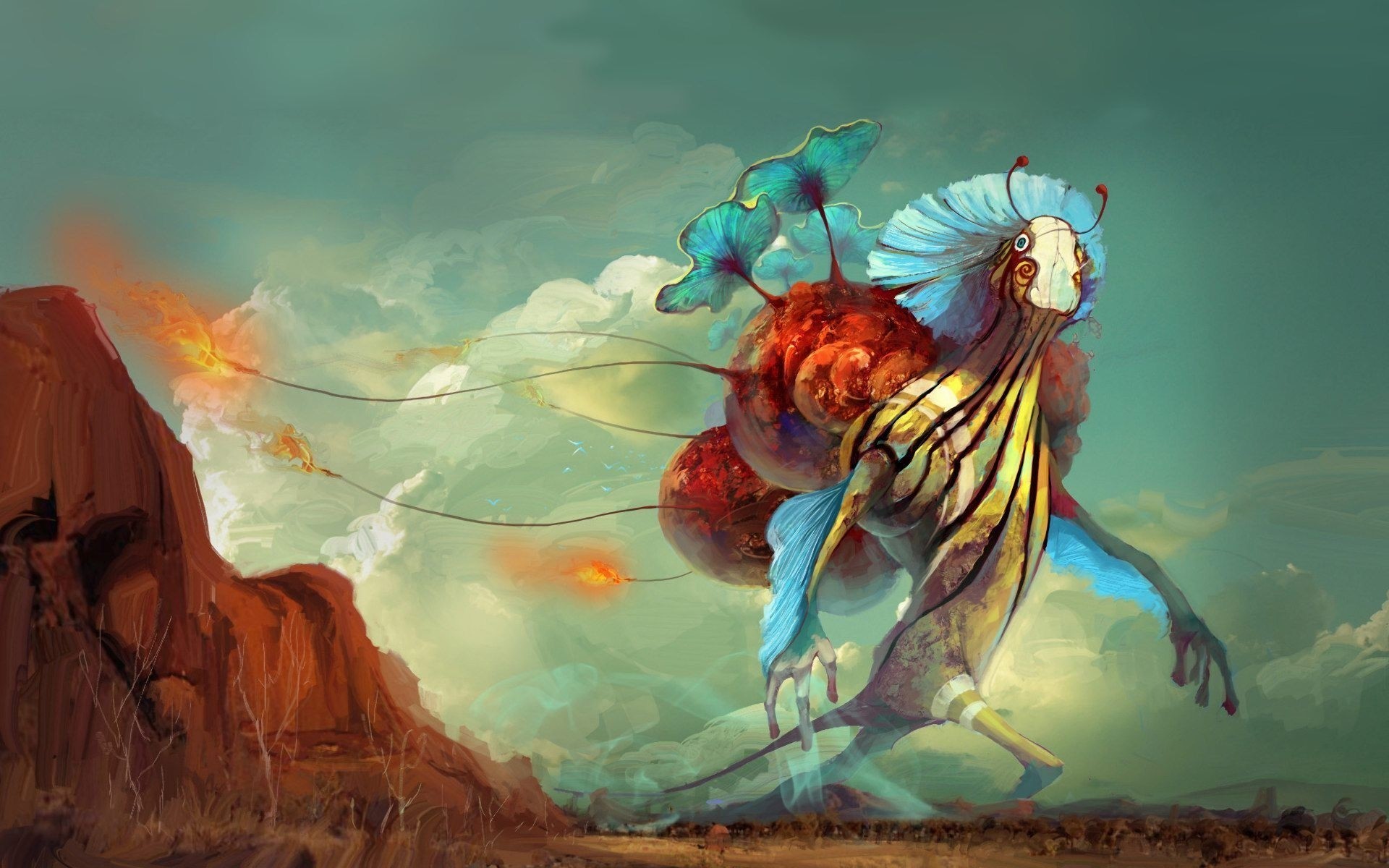 Creatura fantastica, Illustrazione, Canyon, Full HD, sfondo per PC e portatile