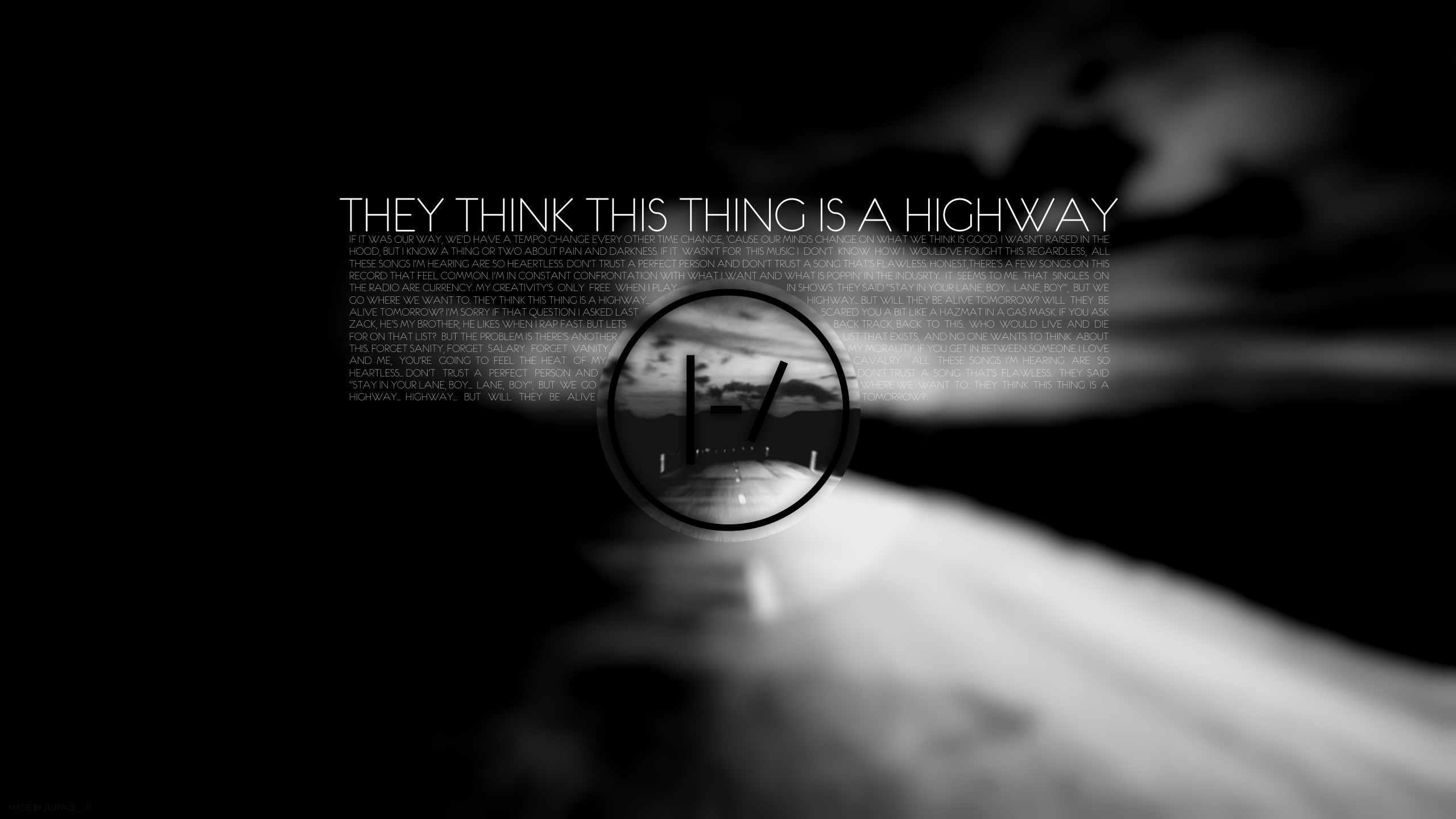 Twenty One Pilots, Testo della canzone, Strada, Bianco e nero, 2560x1440, immagine di sfondo