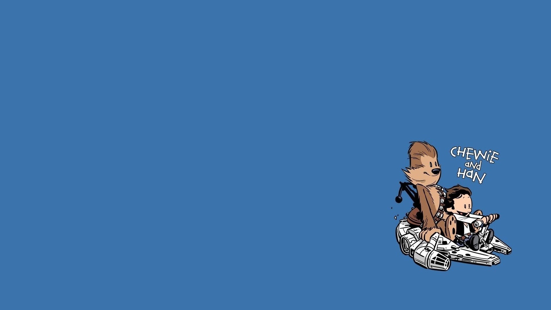 Chewbecca, Ian Solo, Calvin and Hobbes, Star Wars, Blu, 1920x1080, immagine di sfondo
