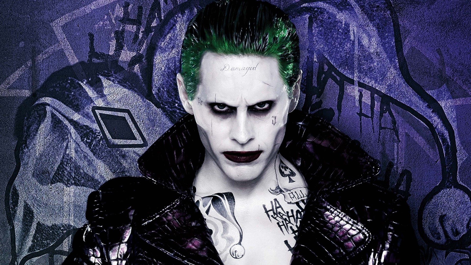 Joker, Jared Leto, Suicide Squad, Tatuaggi, Viola, Full HD, sfondo per portatile