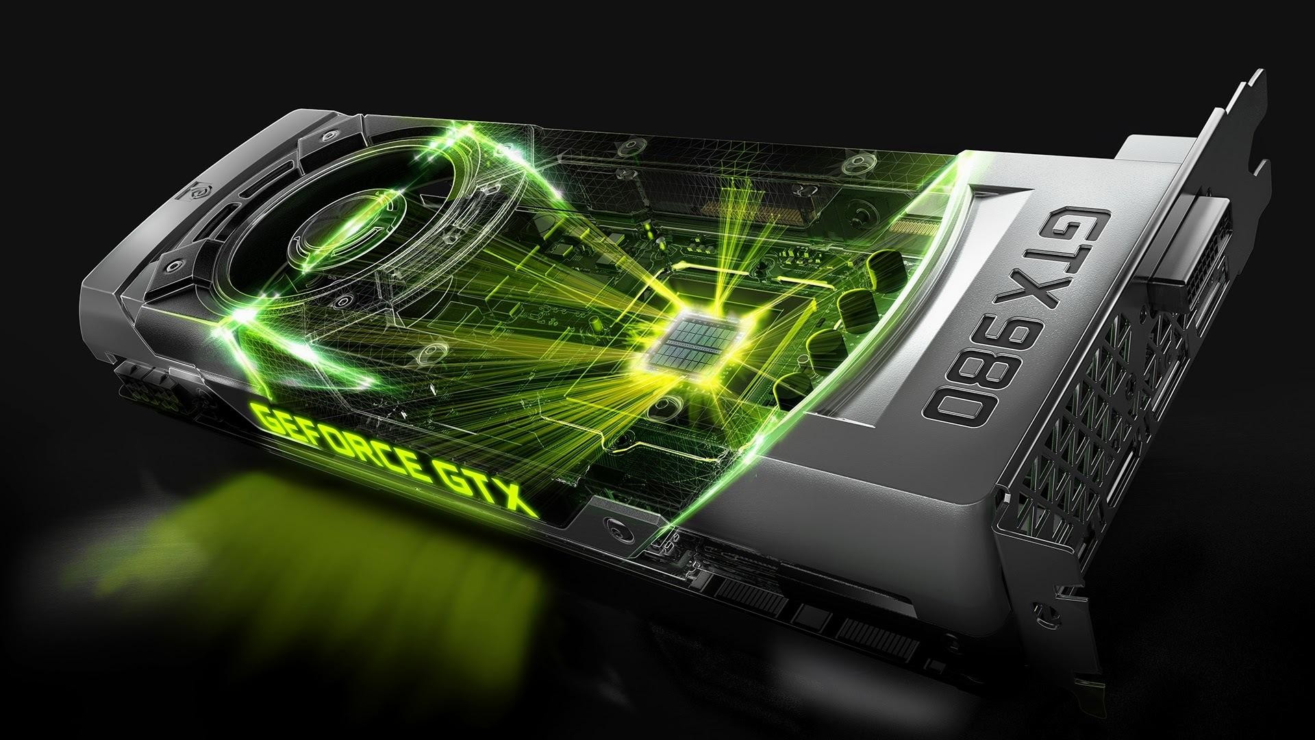 GeForce GTX 980, Nvidia, Scheda video, Chip, Luce verde, Full HD, sfondo per PC