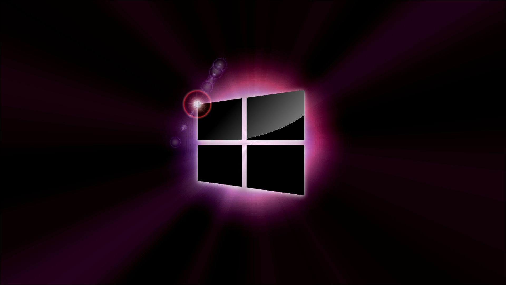 Windows 8, Logo Windows, Sfondo nero, Luce rosa, Full HD, wallpaper per portatile