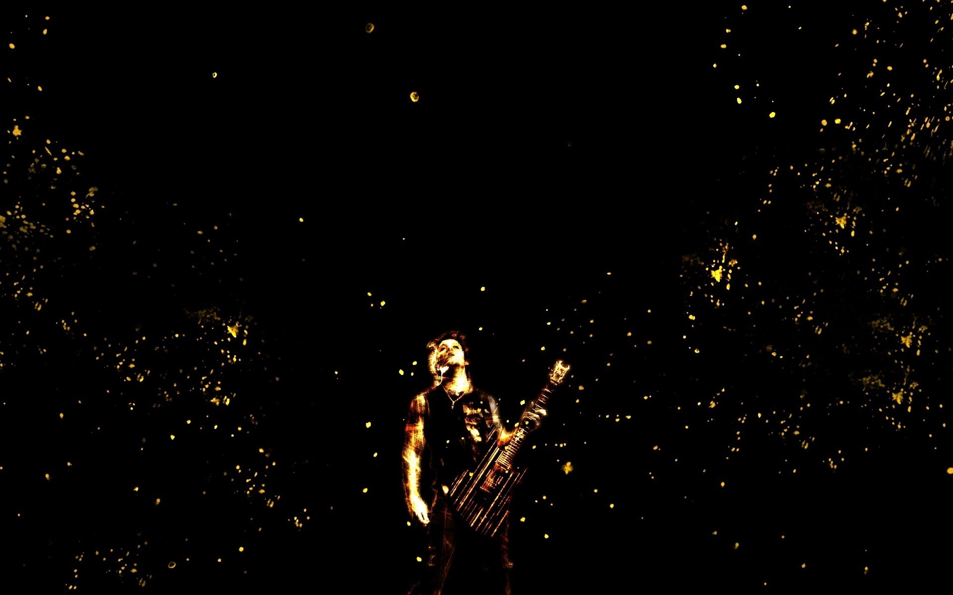 Chitarrista, Concerto, Luci, Sfondo nero, 16:10 Full HD, wallpaper widescreen