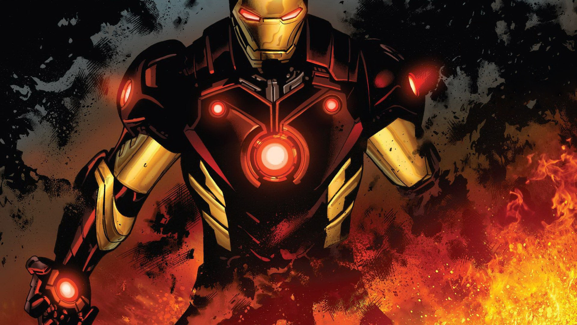 Iron Man, Fumetto, Fiamme, Reattore Arc, Full HD, sfondo per PC e portatile