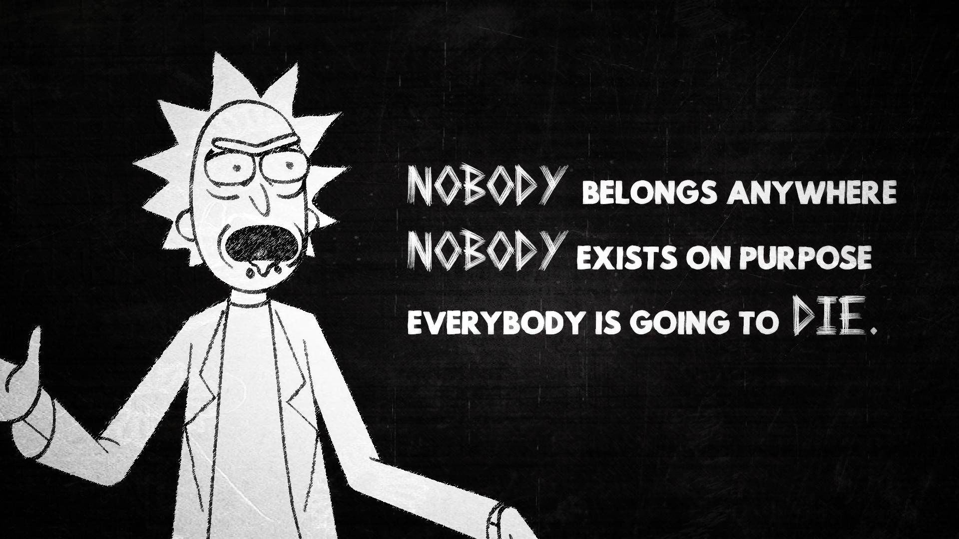 Rick Sanchez, Citazione, Bianco e nero, Full HD, sfondo desktop