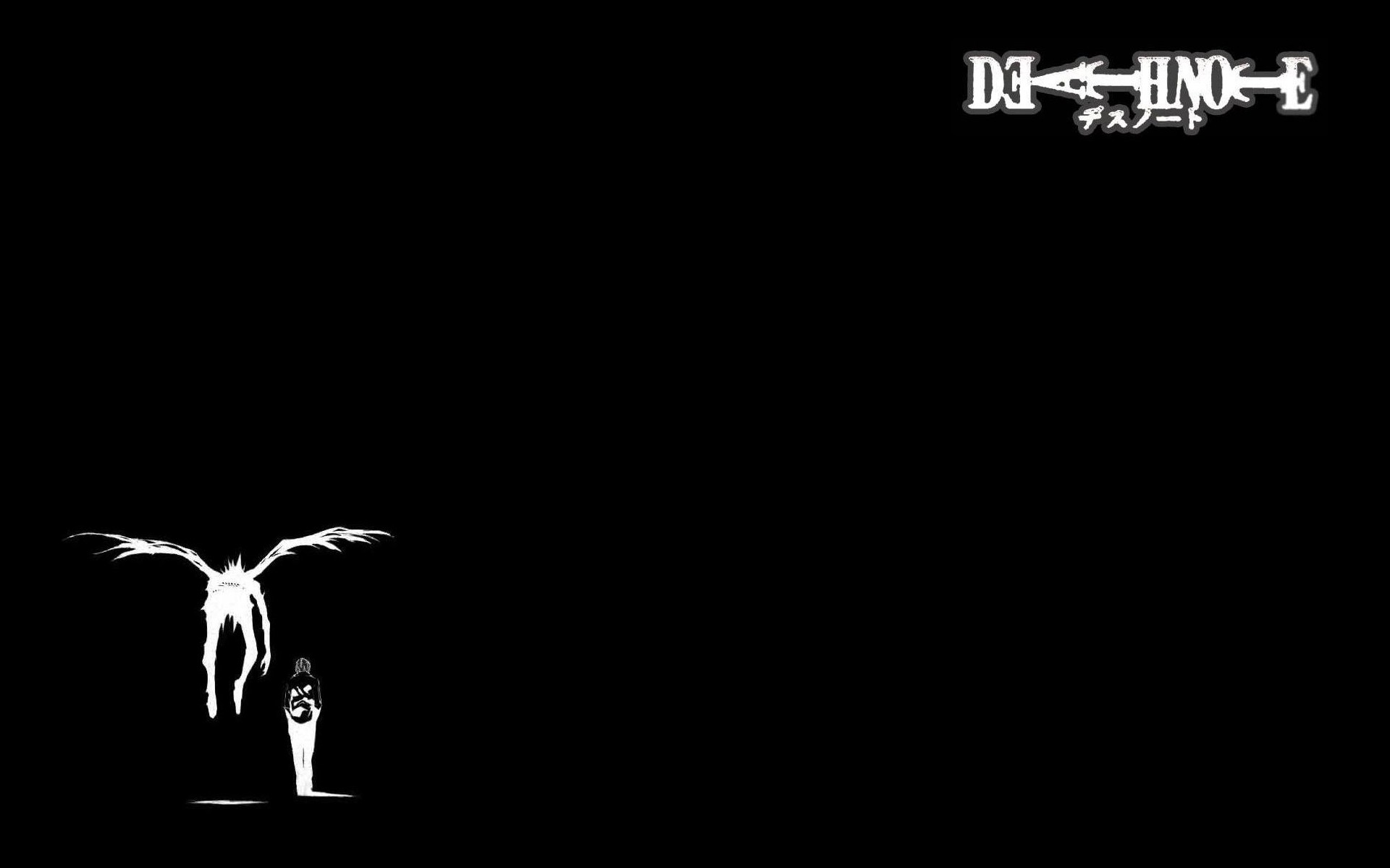 Ryuk, Light Yagami, Death Note, Silhouette, Sfondo nero, Minimalista, wallpaper per portatile