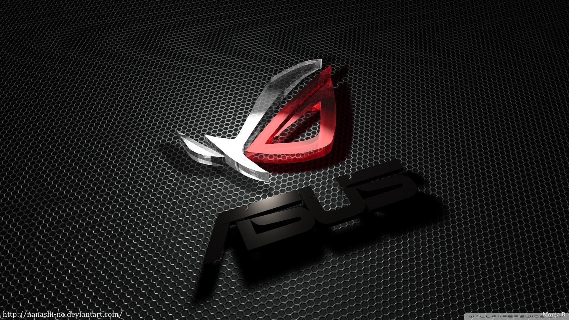ASUS ROG, ASUS, Logo 3D, Griglia metallica, Full HD, sfondo per PC