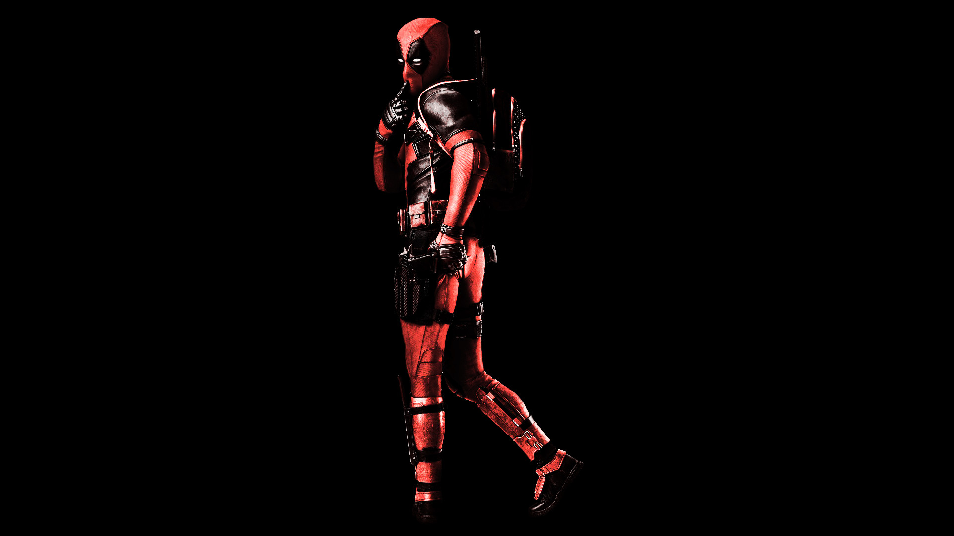 Deadpool, Katana, Sfondo nero, Full HD, wallpaper per PC