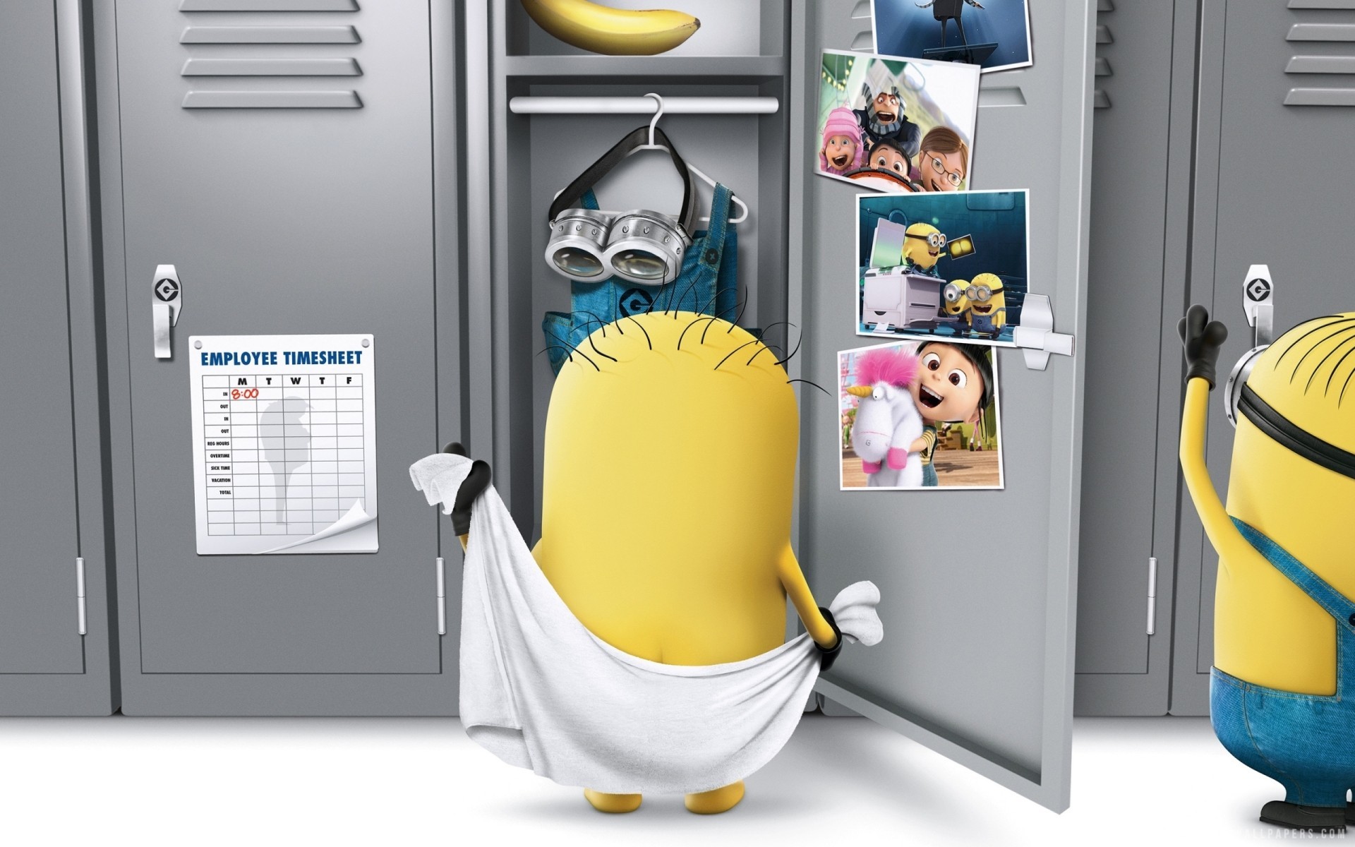 Minion, Armadietto, Asciugamano, Spogliatoio, Cattivissimo me 2, sfondo Windows 11