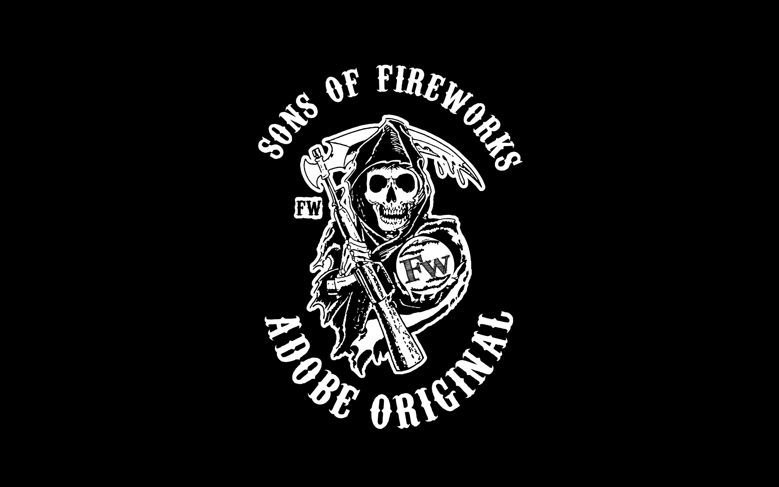 Sons of Fireworks, Adobe Original, Parodia, Sfondo nero, 16:10 2K, wallpaper widescreen