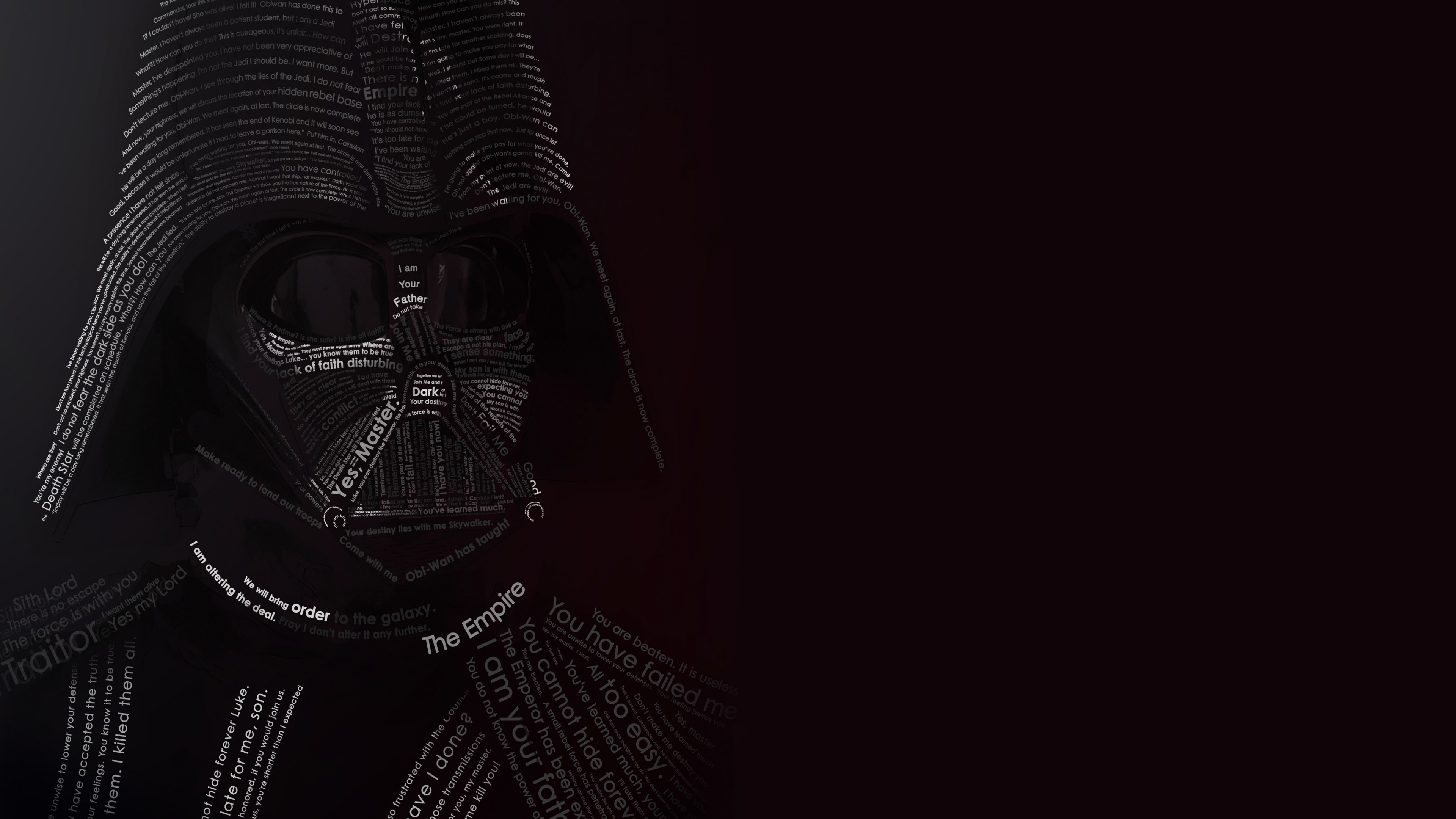 Darth Vader, Star Wars, Tipografia, Sfondo scuro, wallpaper per desktop