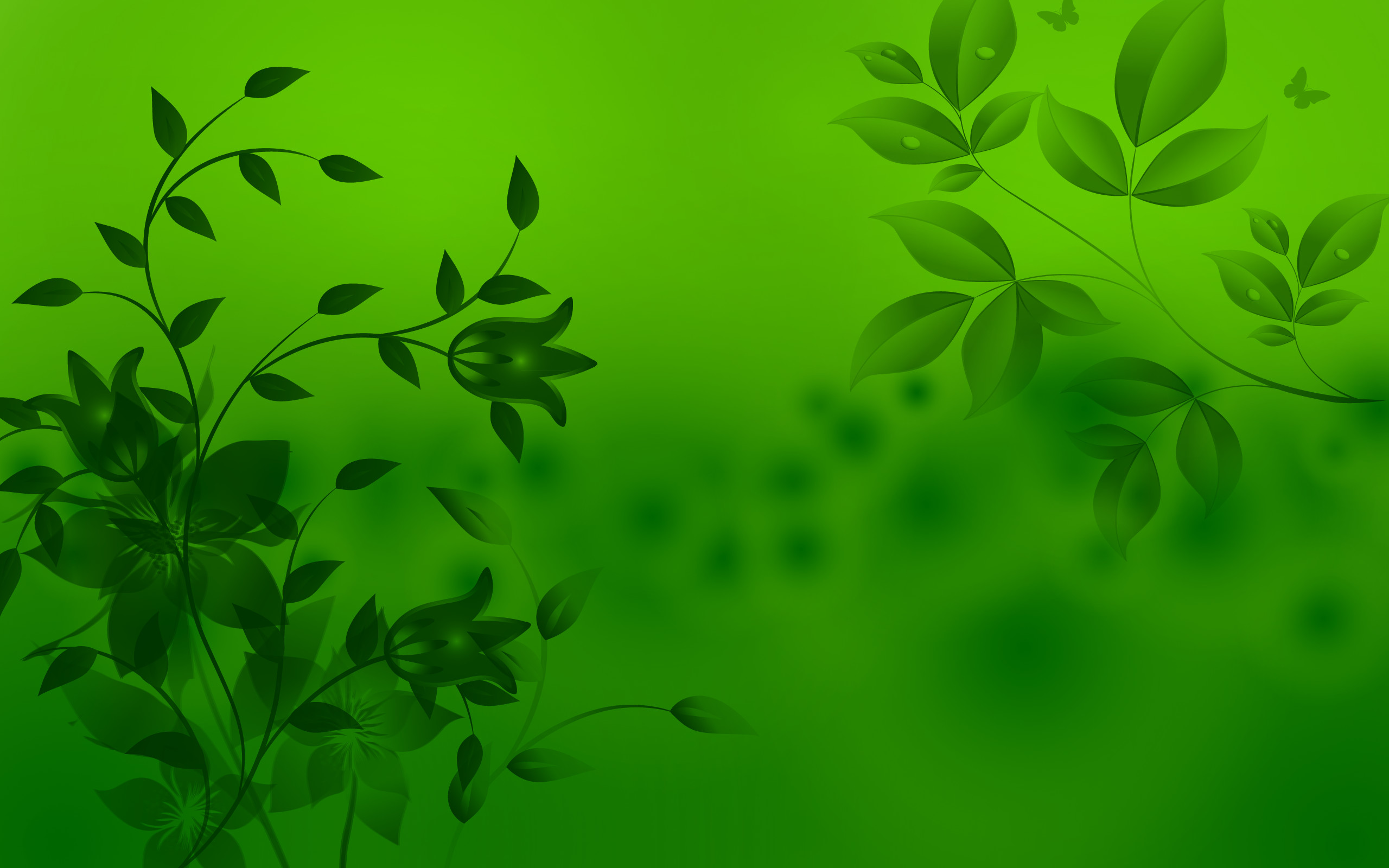 Foglie stilizzate, Rampicanti, Grafica vettoriale, Verde, 2K, sfondo desktop