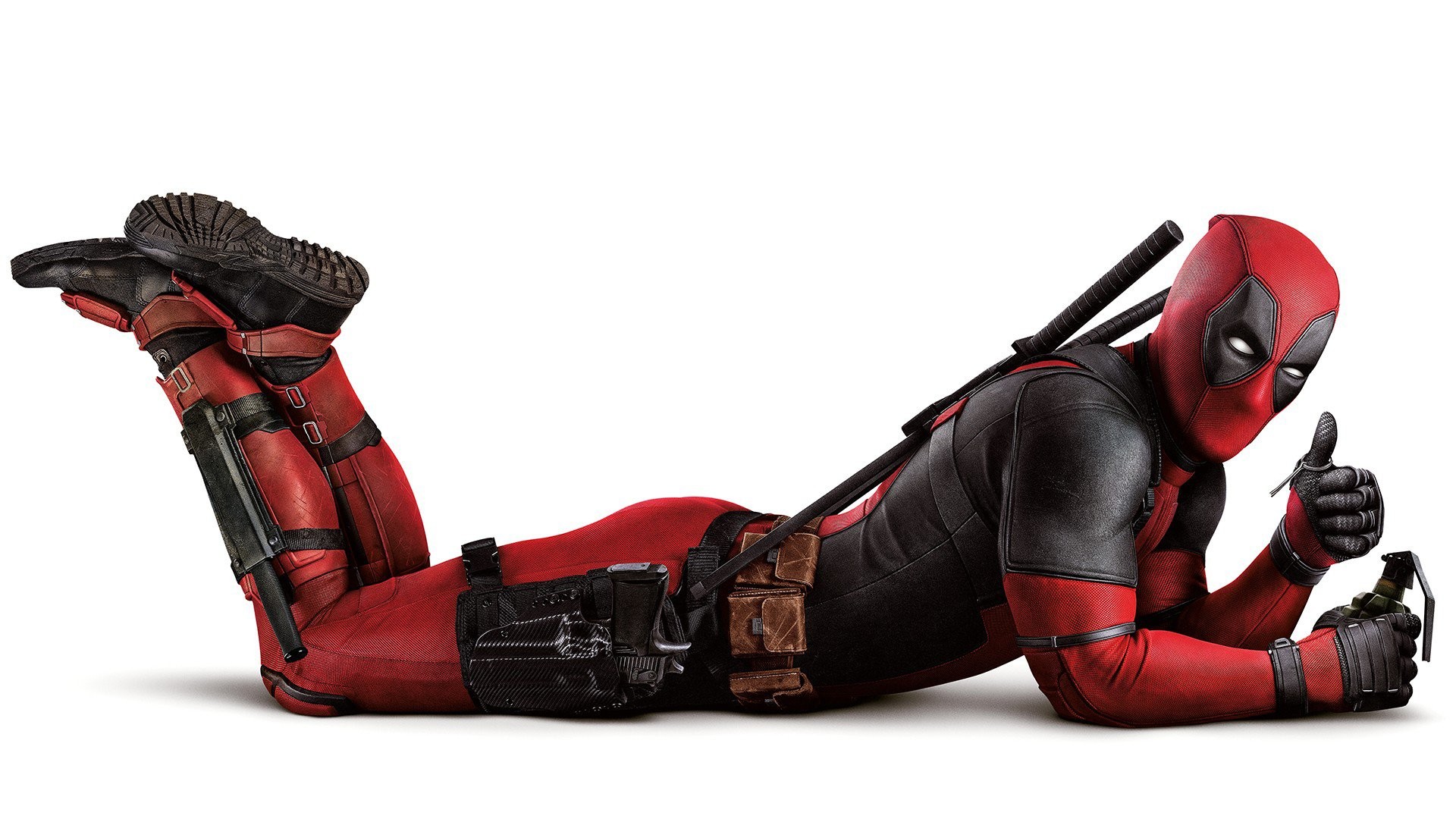 Deadpool, Ryan Reynolds, Pollice in su, Sfondo bianco, Full HD, wallpaper per computer