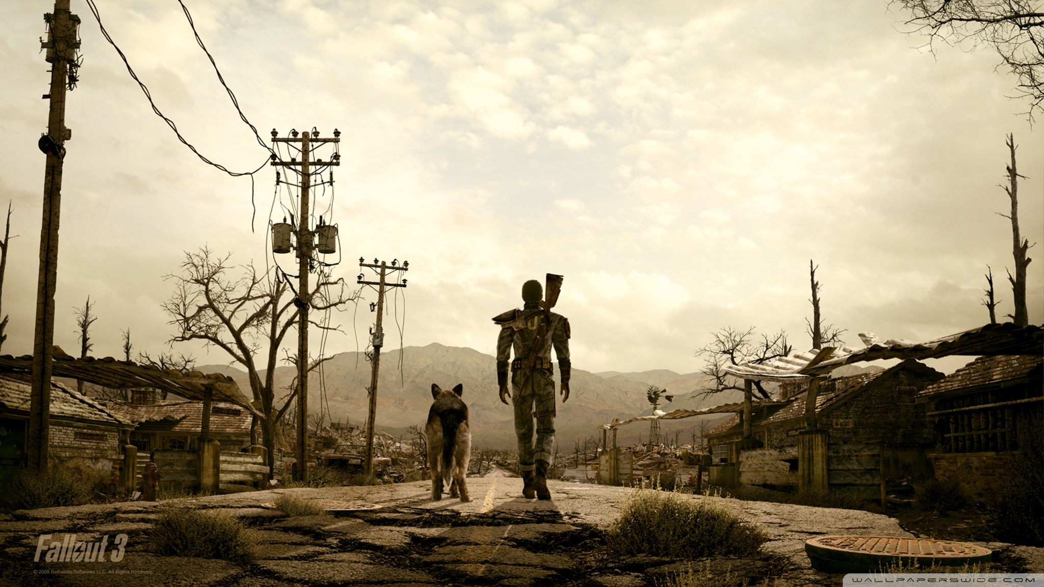 Fallout 3, Dogmeat, Zona contaminata, Post-apocalittico, Full HD, sfondo per portatile