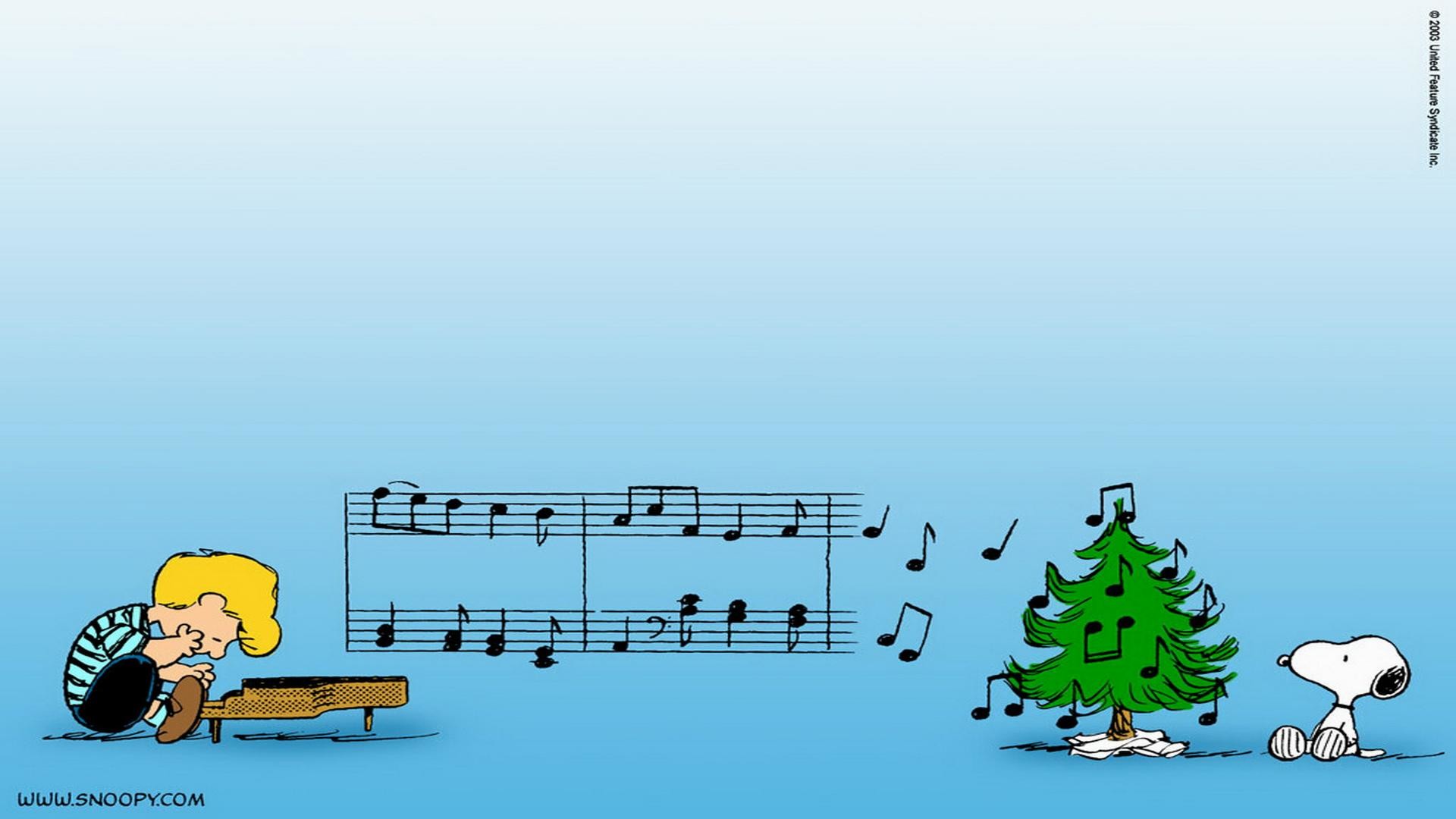 Schroeder, Snoopy, Pianoforte, Note musicali, Albero di Natale, 16:9 Full HD, sfondo widescreen