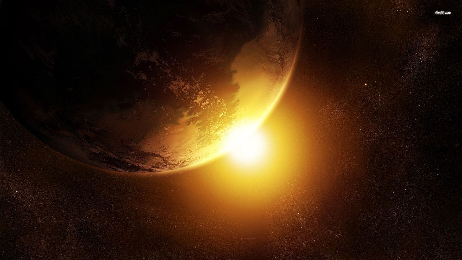 Pianeta, Alba planetaria, Spazio, Arancione, sfondo per desktop