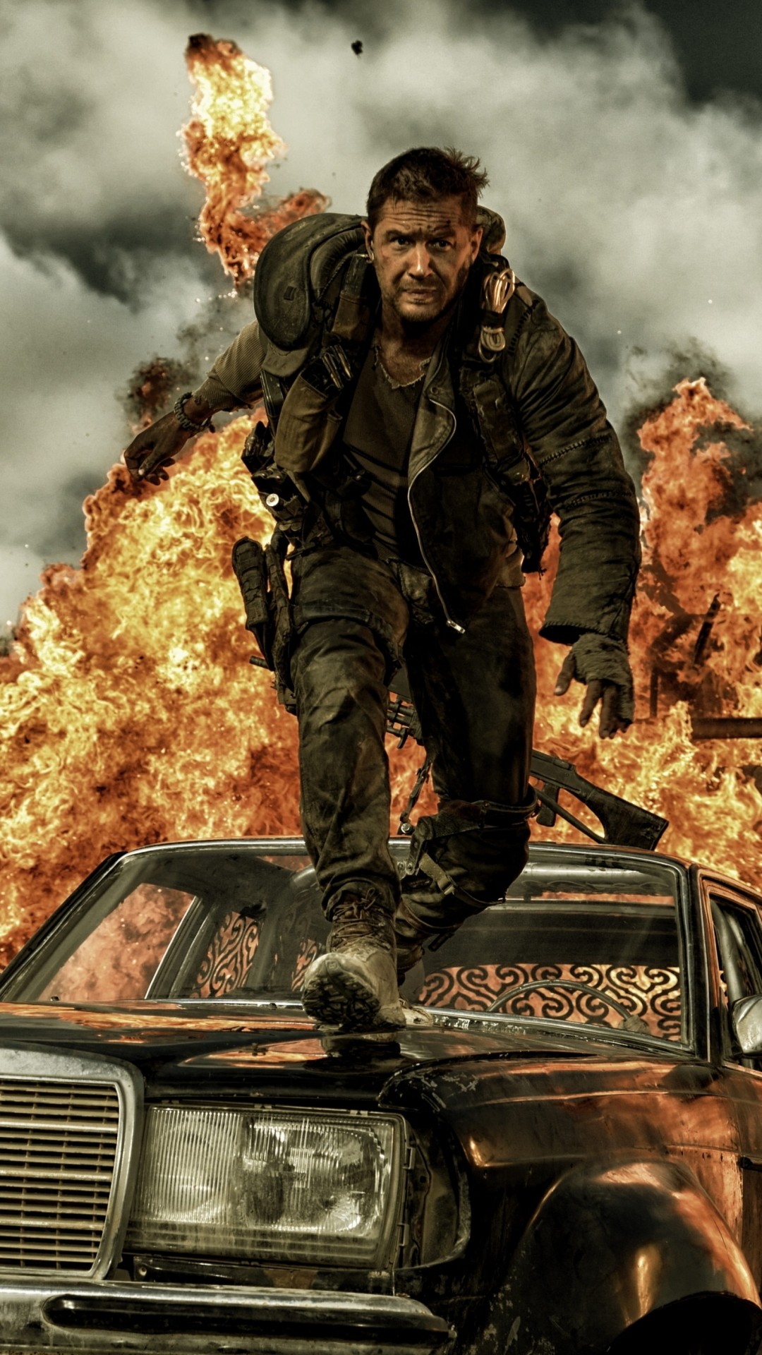 Mad Max: Fury Road, Tom Hardy, Max Rockatansky, Esplosione, sfondo per iPhone e Android