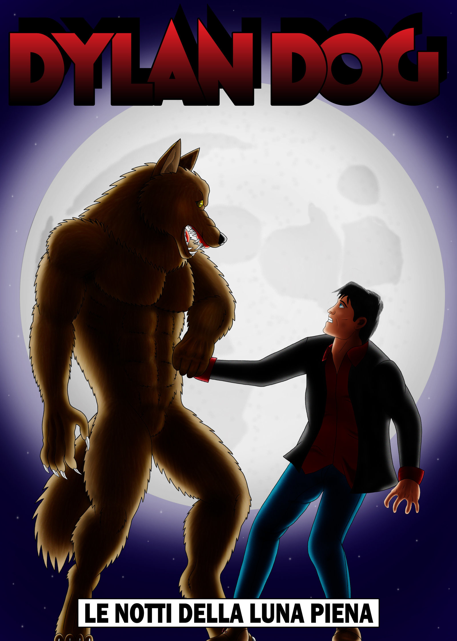 Dylan Dog, Le notti della luna piena, Lupo mannaro, Copertina, QHD+, sfondo per iPad e tablet